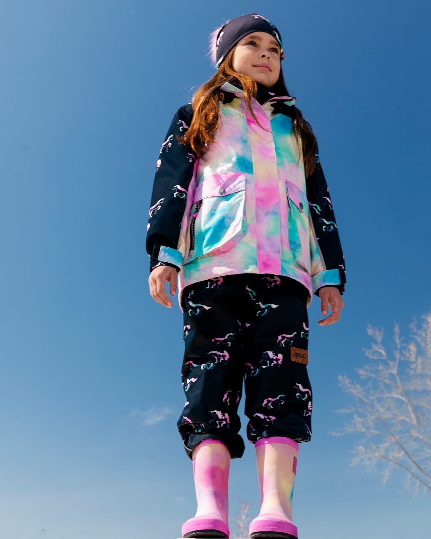 Printed 3 In 1 Mid-season Set Black And Multicolor Unicorns