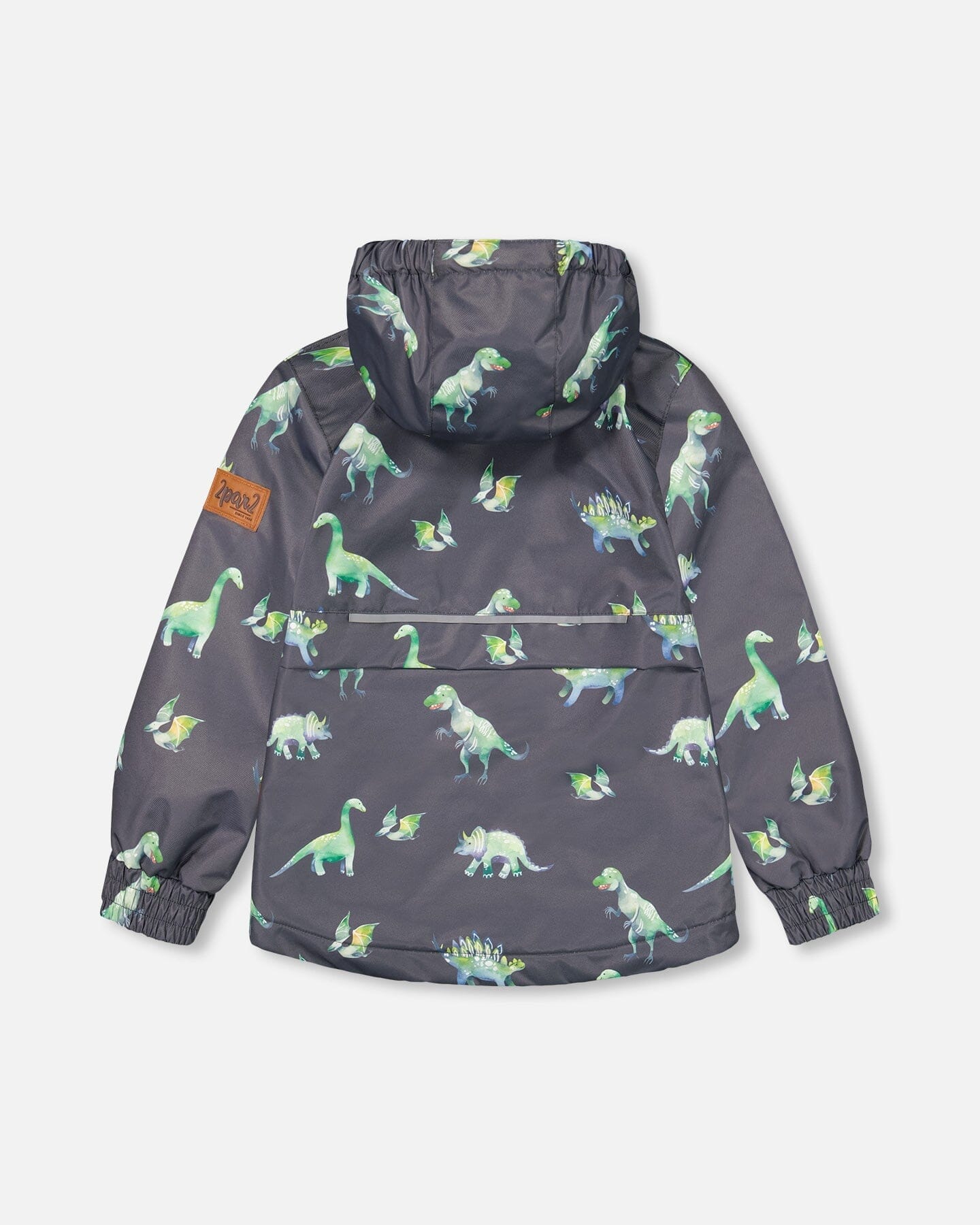 Two Piece Hooded Coat And Overalls Mid-season Set Grey Printed Dinosaurs