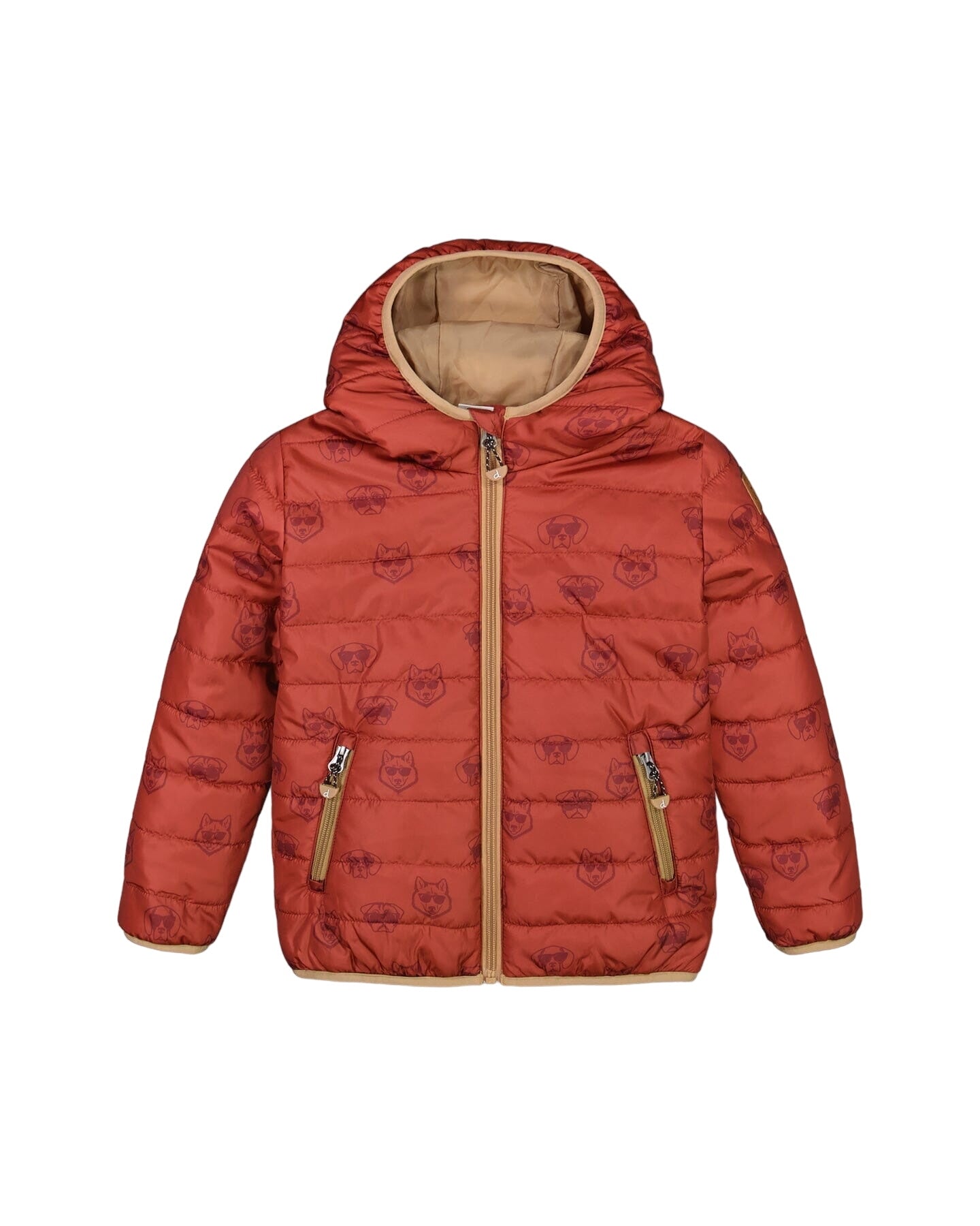 Quilted Mid-season Jacket Printed Dogs Rust