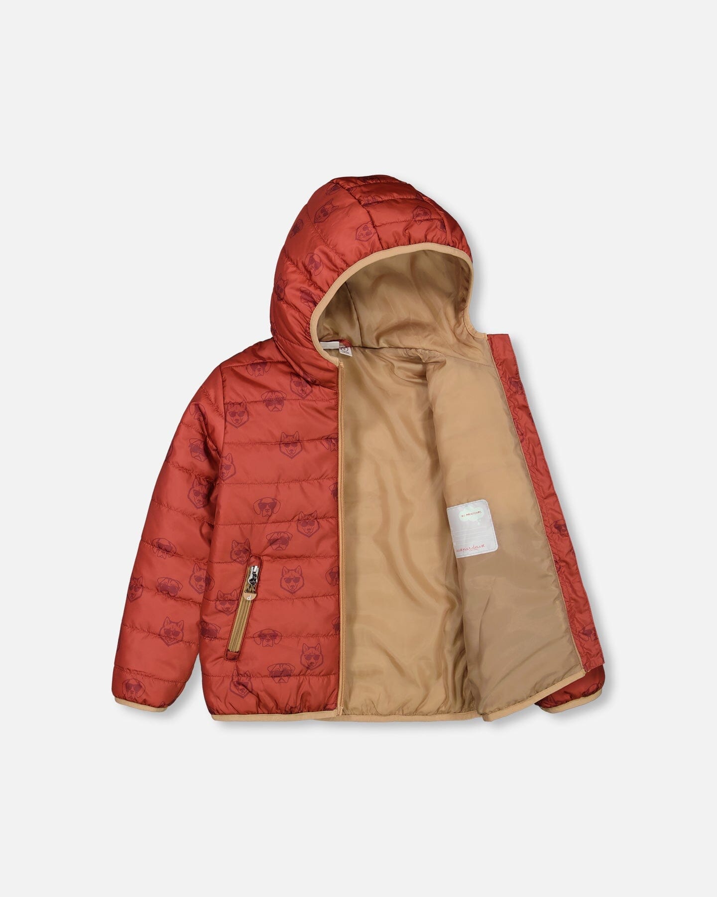 Quilted Mid-season Jacket Printed Dogs Rust