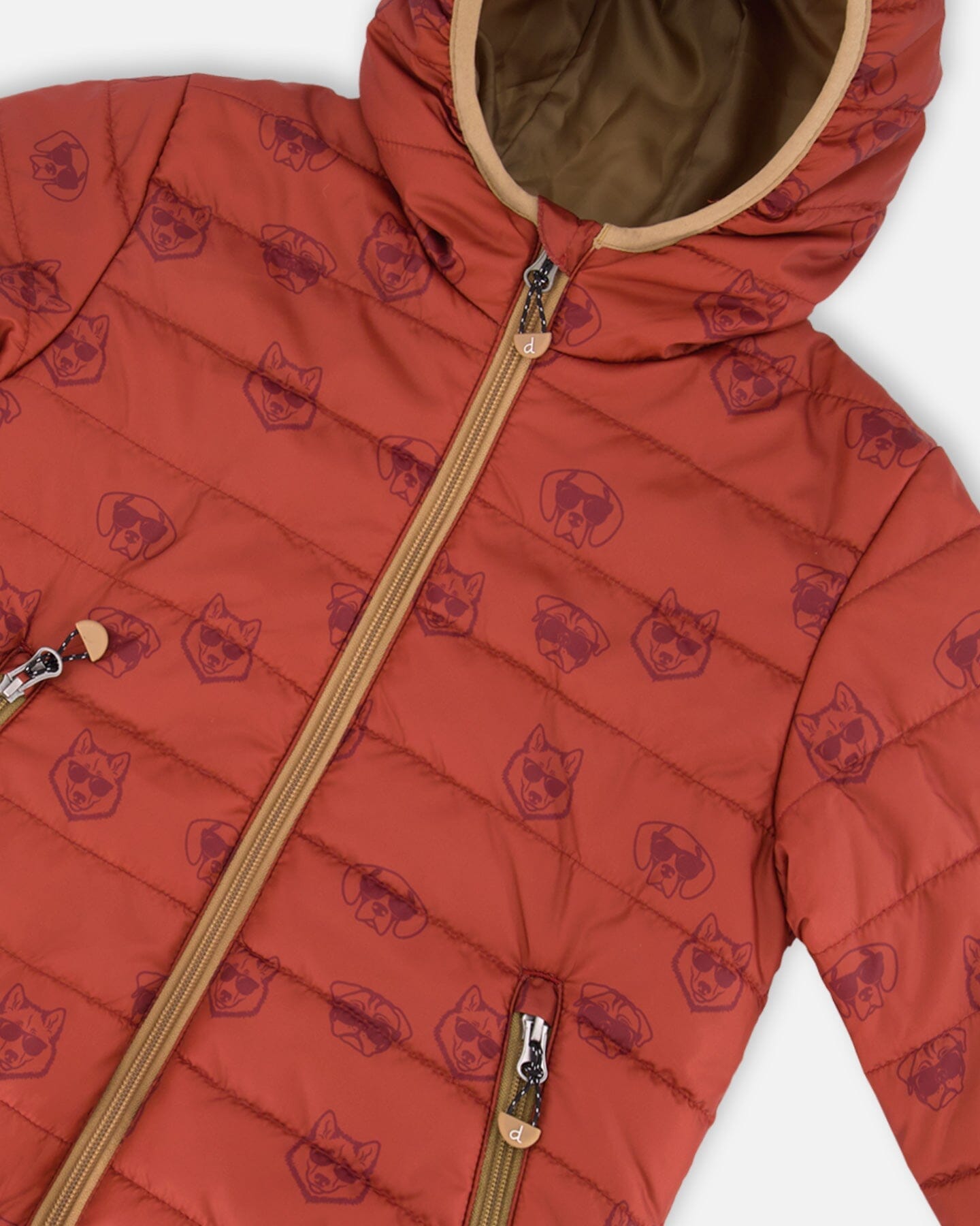 Quilted Mid-season Jacket Printed Dogs Rust