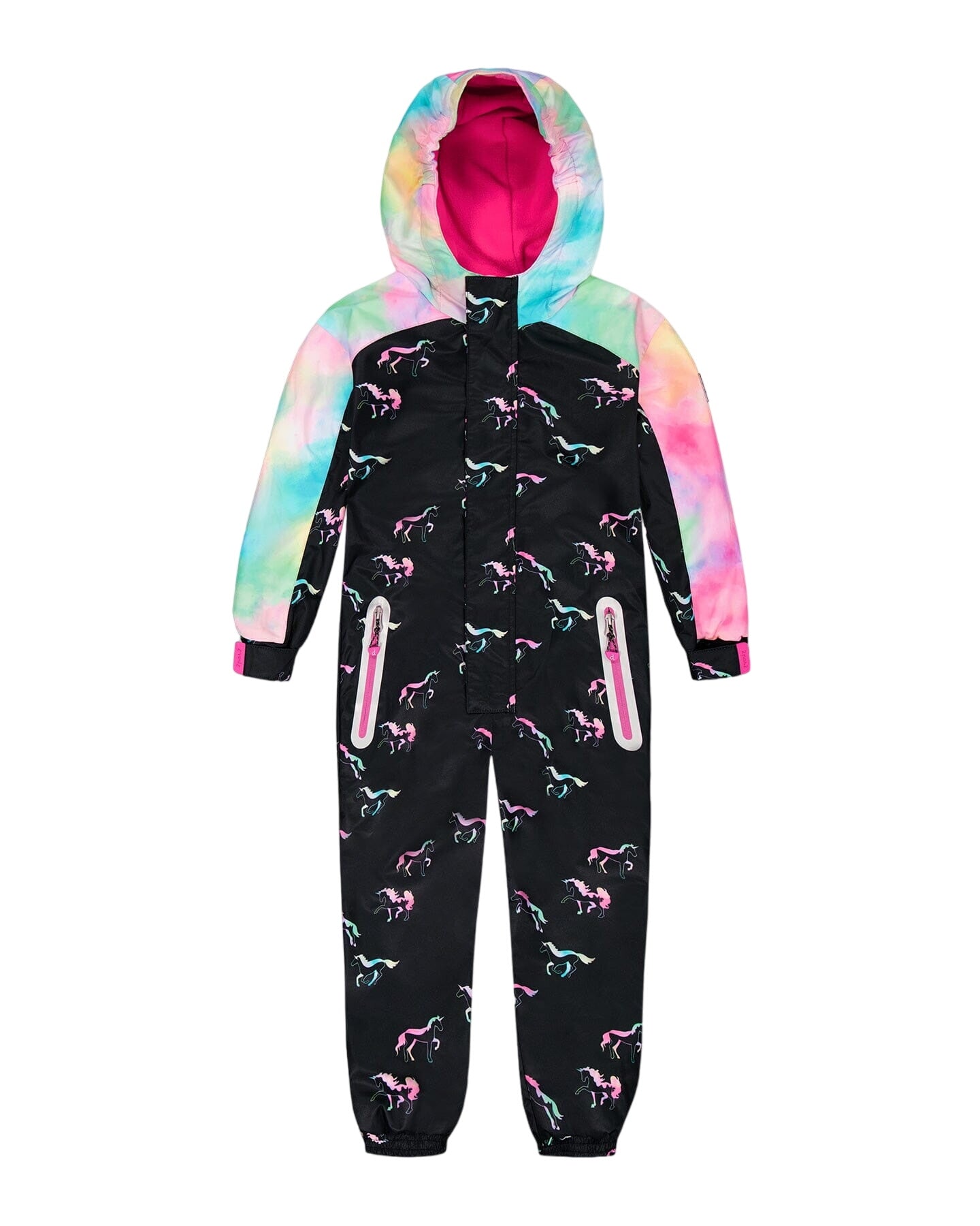 One Piece Outerwear Suit Black Printed Multicolor Unicorns