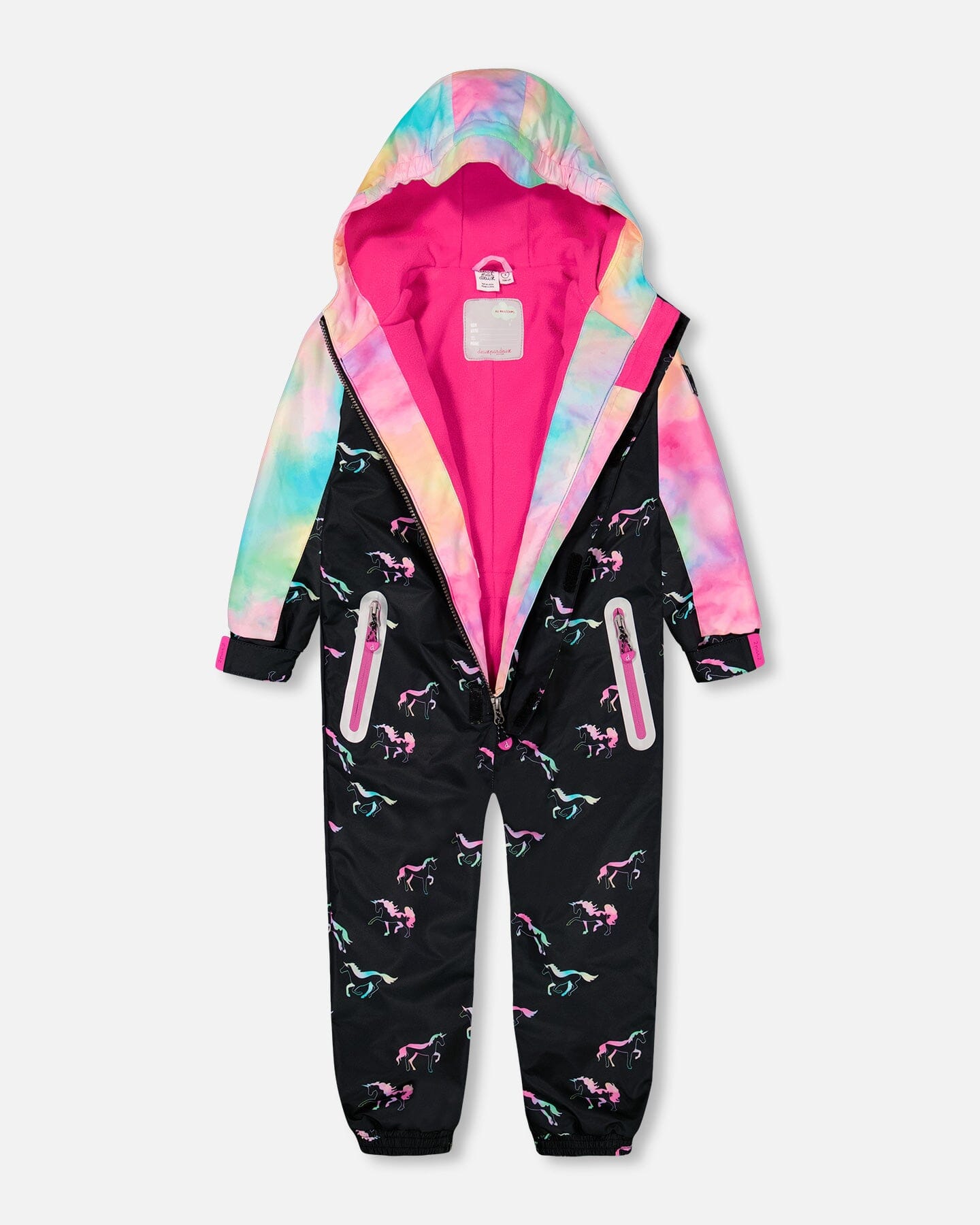 One Piece Outerwear Suit Black Printed Multicolor Unicorns