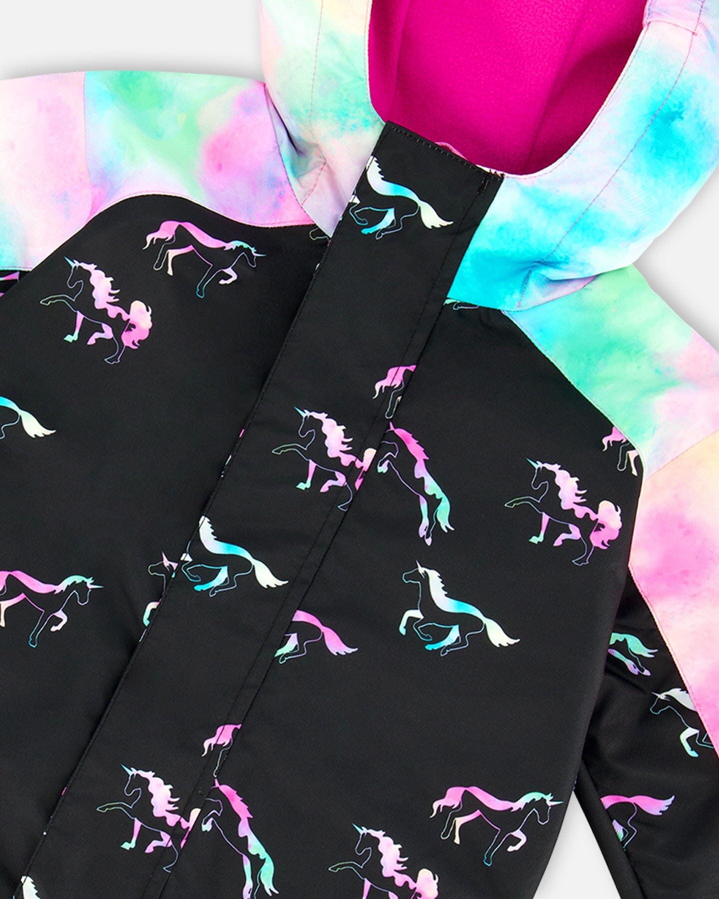 One Piece Outerwear Suit Black Printed Multicolor Unicorns