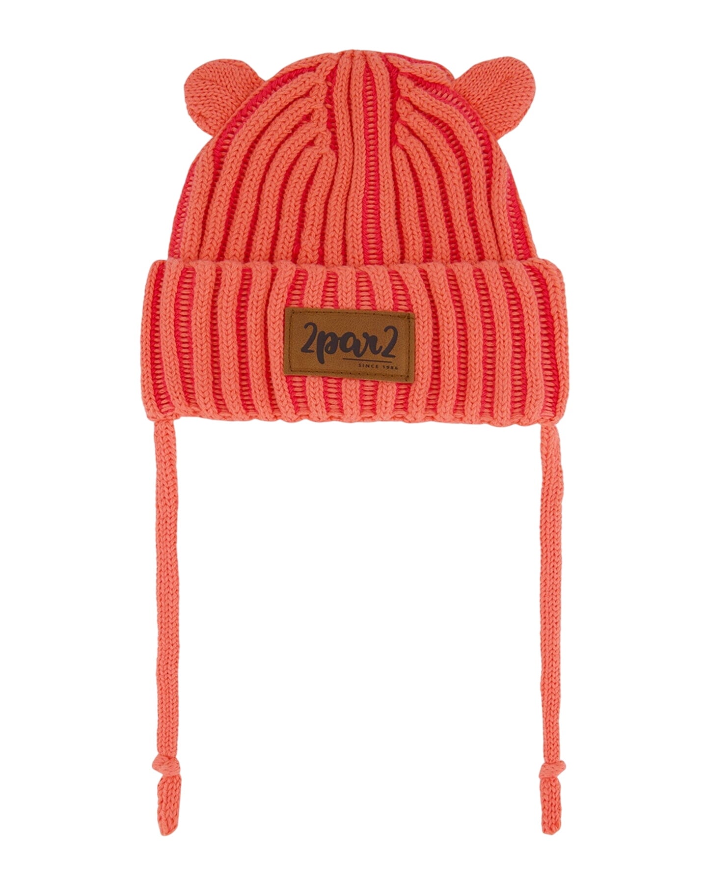 Baby Knit Hat With Ears Coral