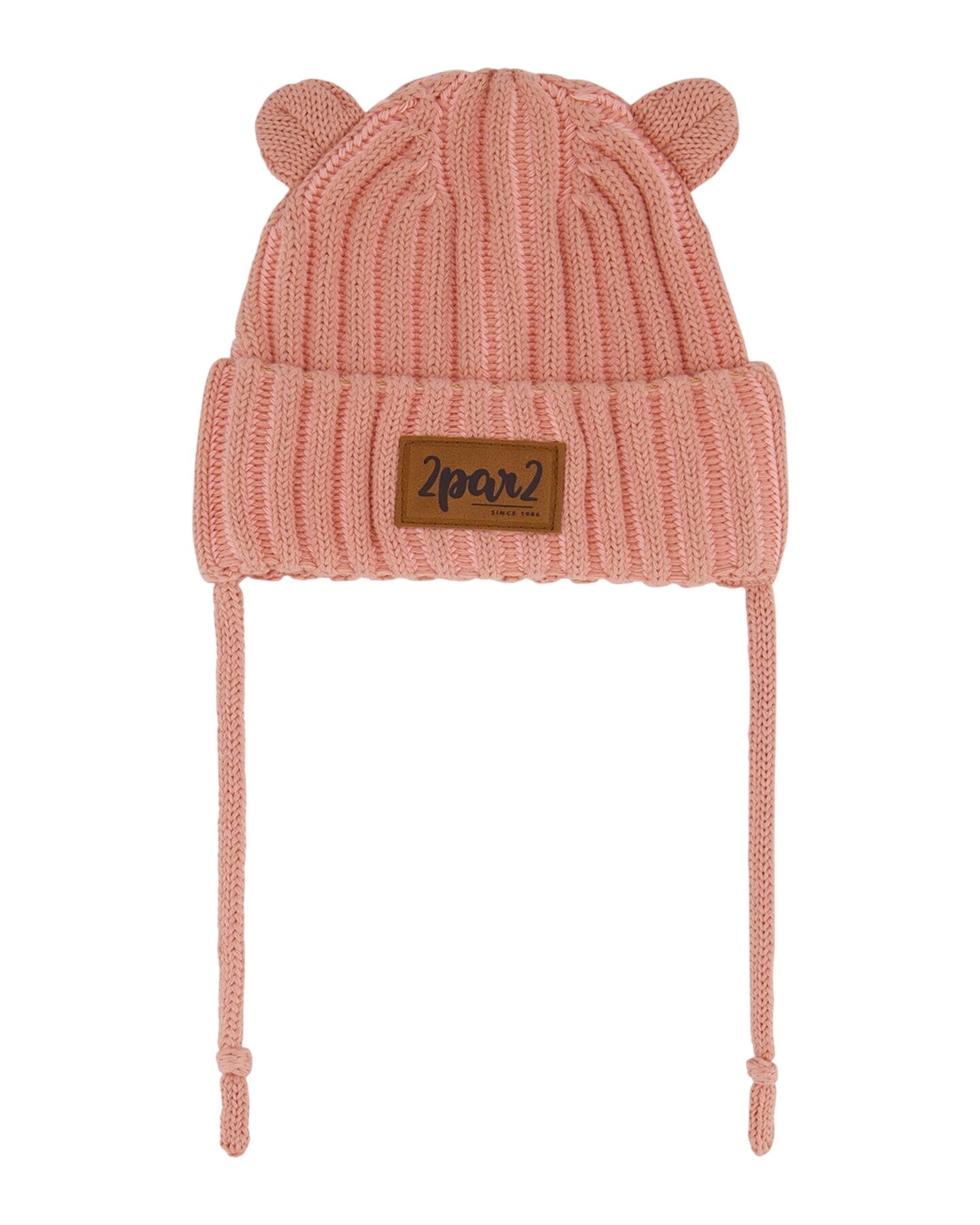 Baby Knit Hat With Ears Ash Rose