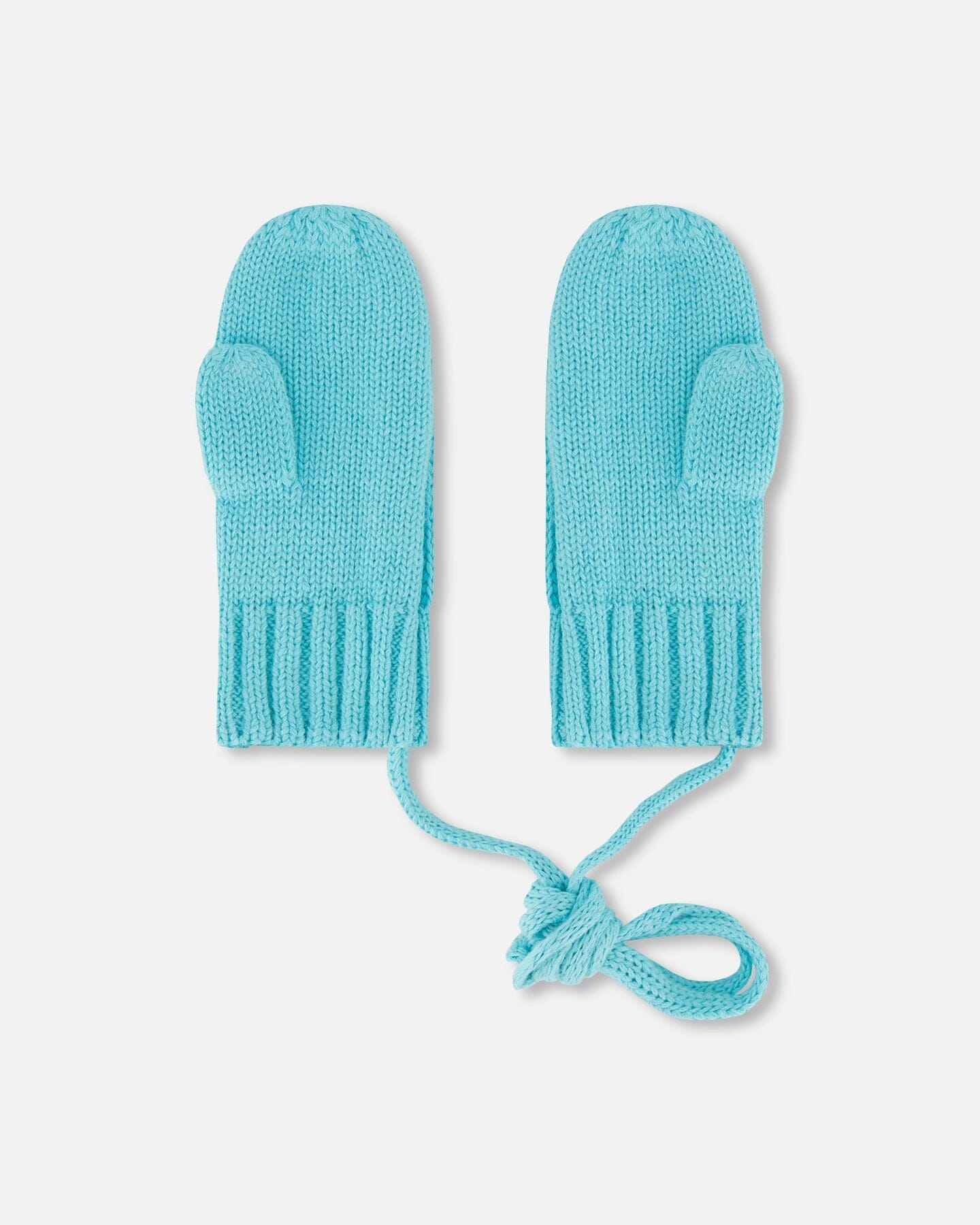 Knit Mittens With Cord Turquoise