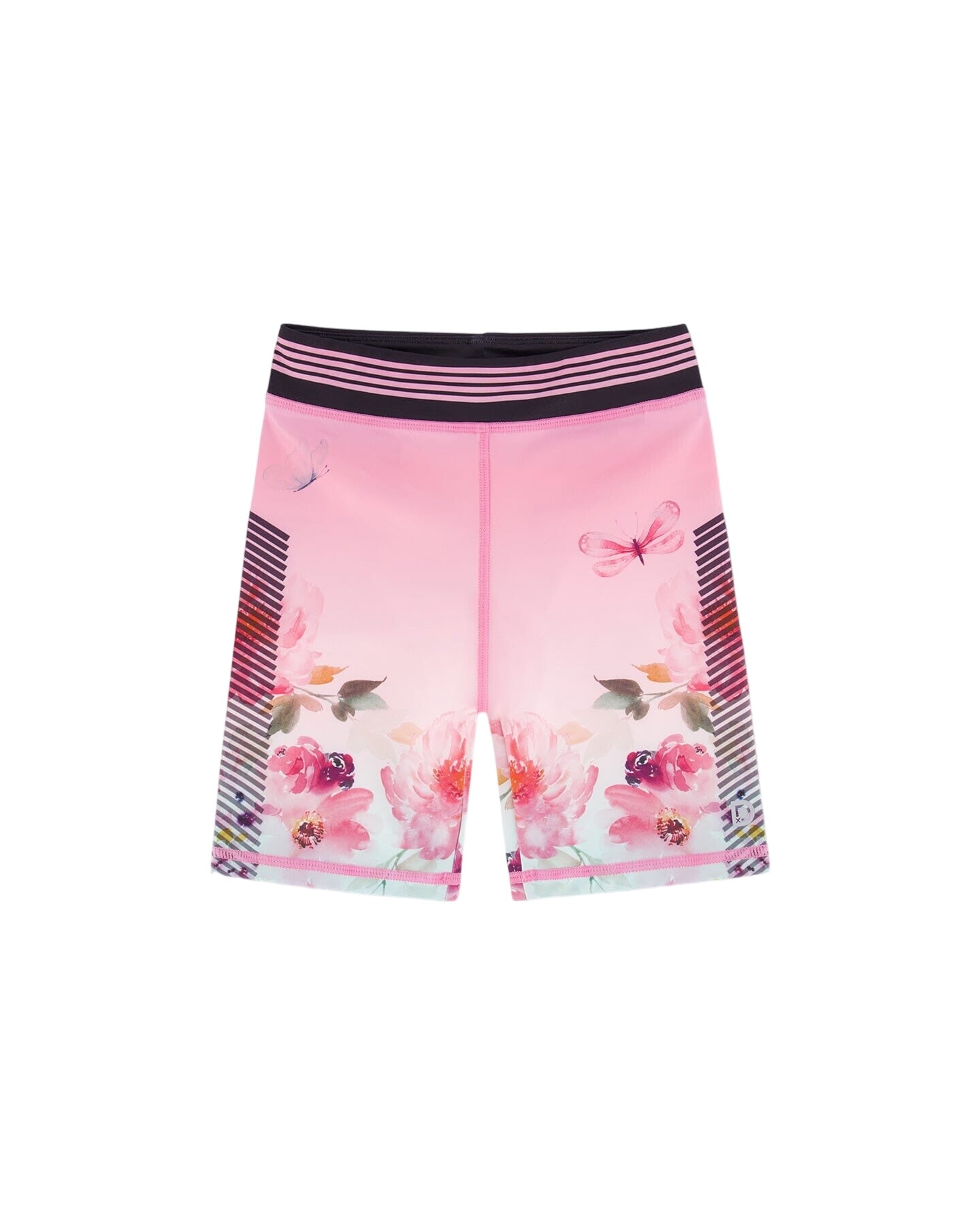 Athletic Biker Shorts Gradient Pink Printed Big Flowers