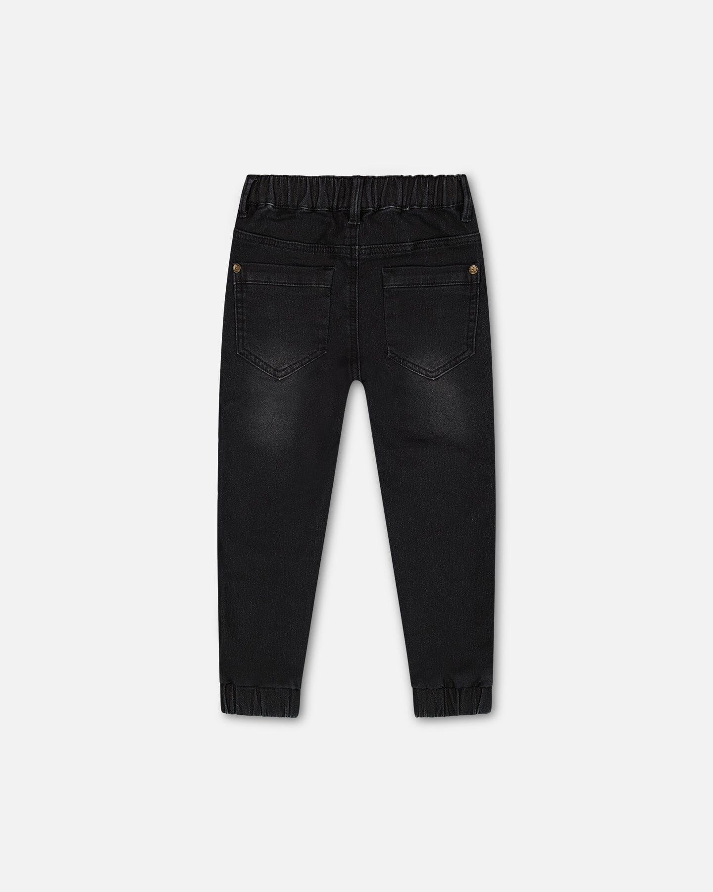 Black Stretch Denim Jogger Pants