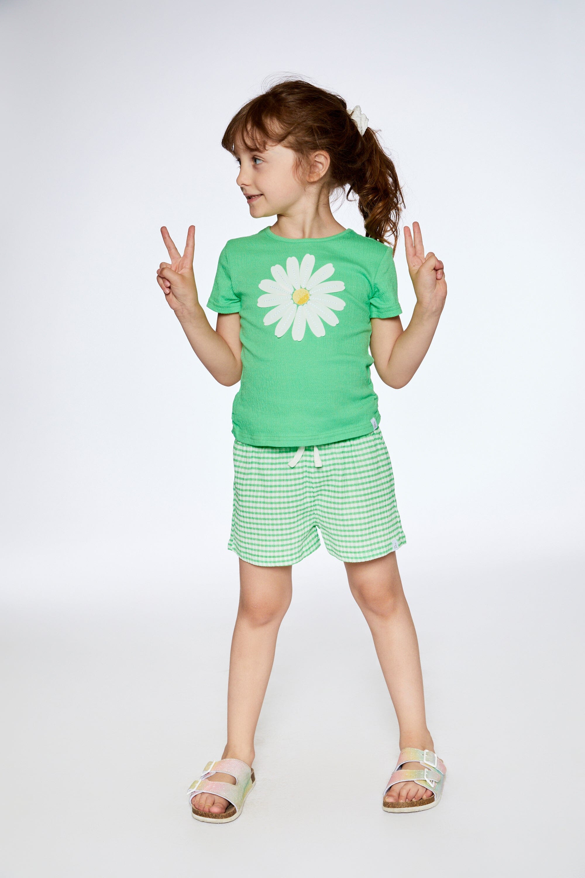 Crinkle Jersey Short Vichy Green