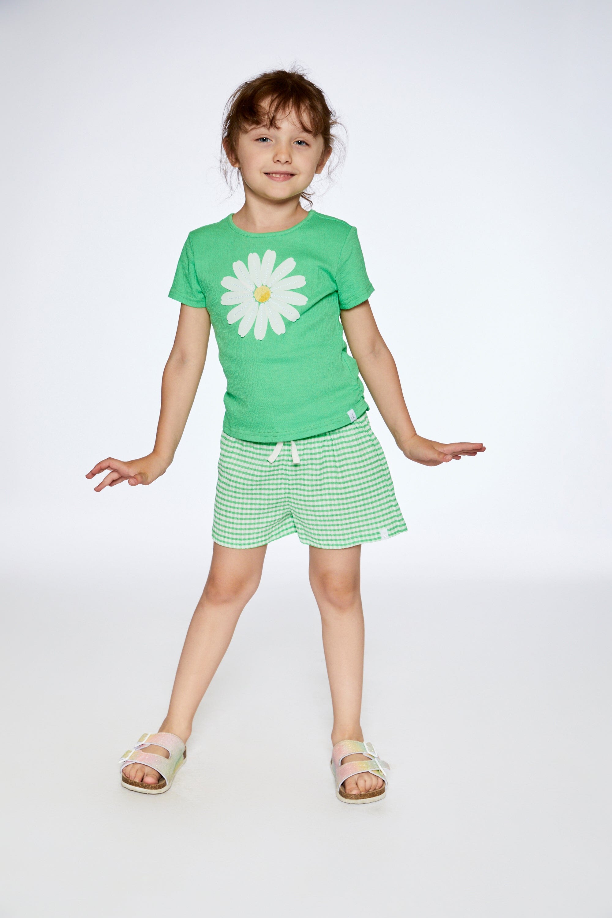 Crinkle Jersey Top With Applique Spring Green