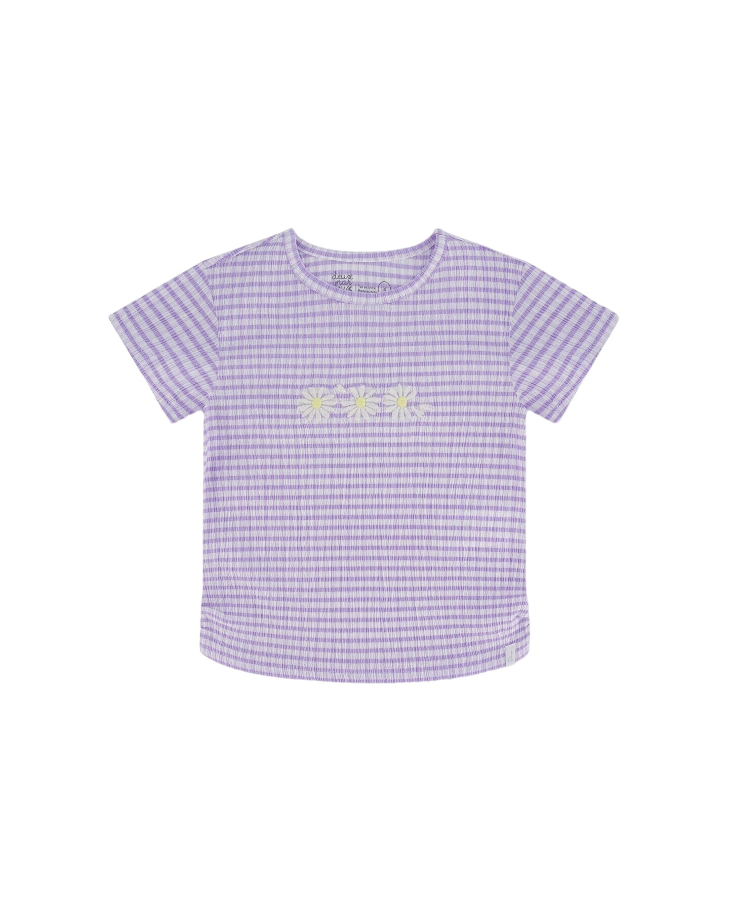 Crinkle Jersey Top With Flower Applique Vichy Lilac