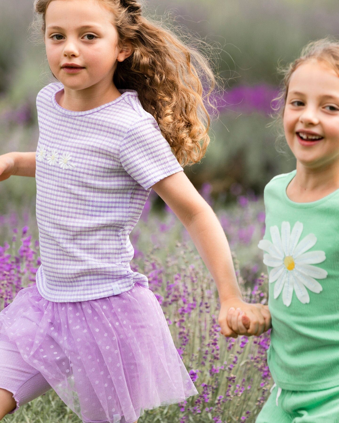 Crinkle Jersey Top With Flower Applique Vichy Lilac