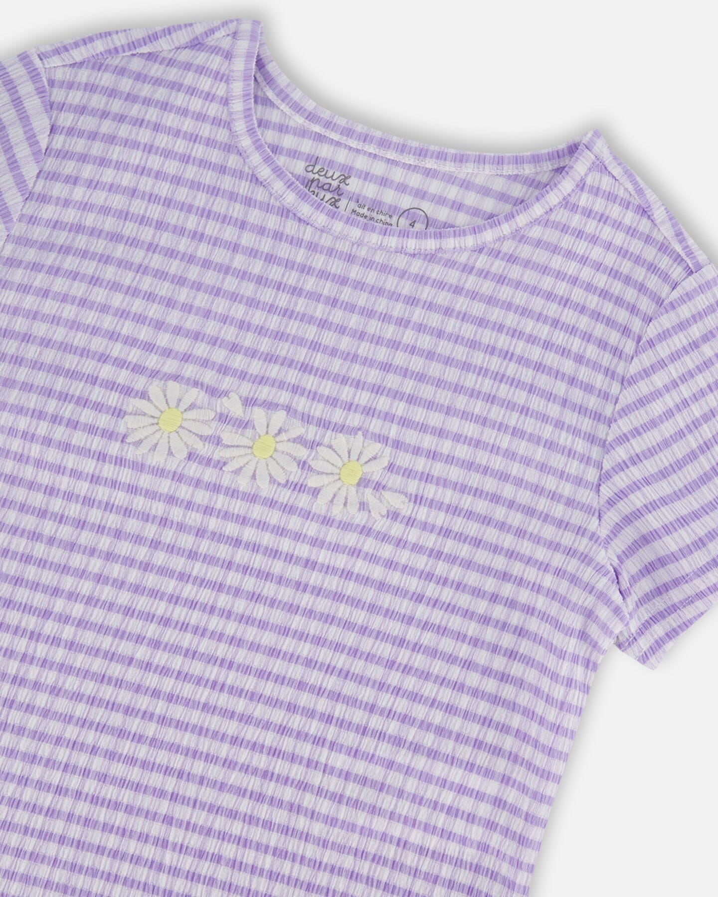 Crinkle Jersey Top With Flower Applique Vichy Lilac