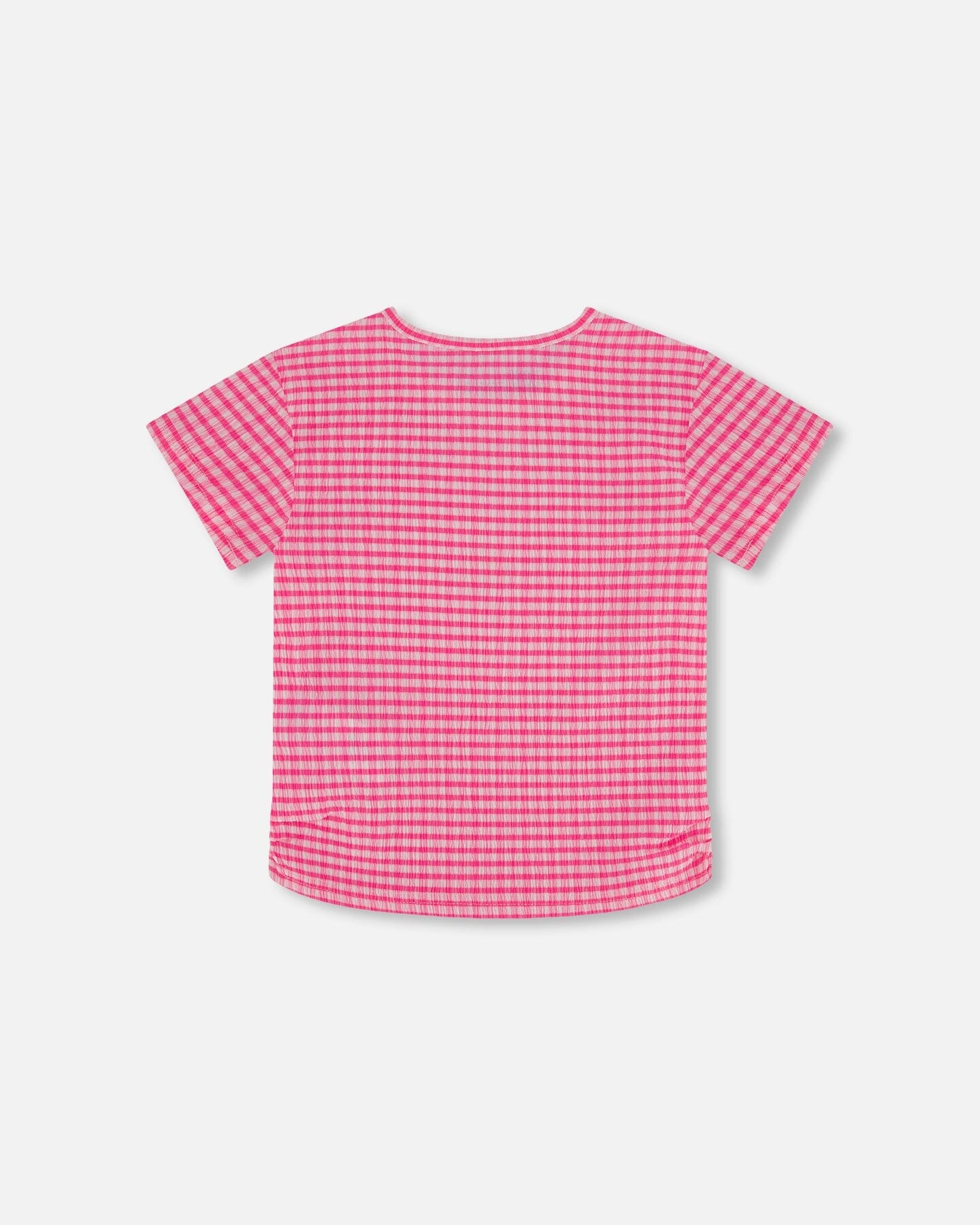 Crinkle Jersey Top With Flower Applique Vichy Pink