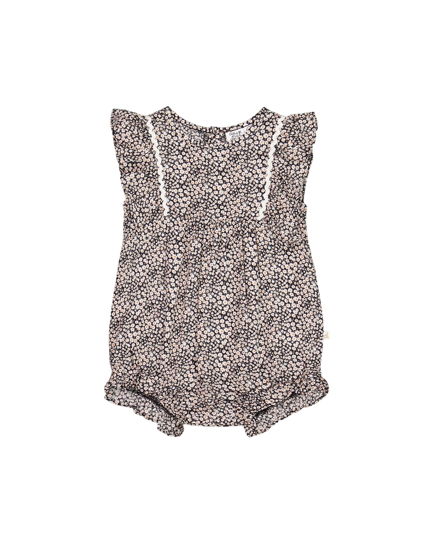 Romper With Printed Small White Flowers