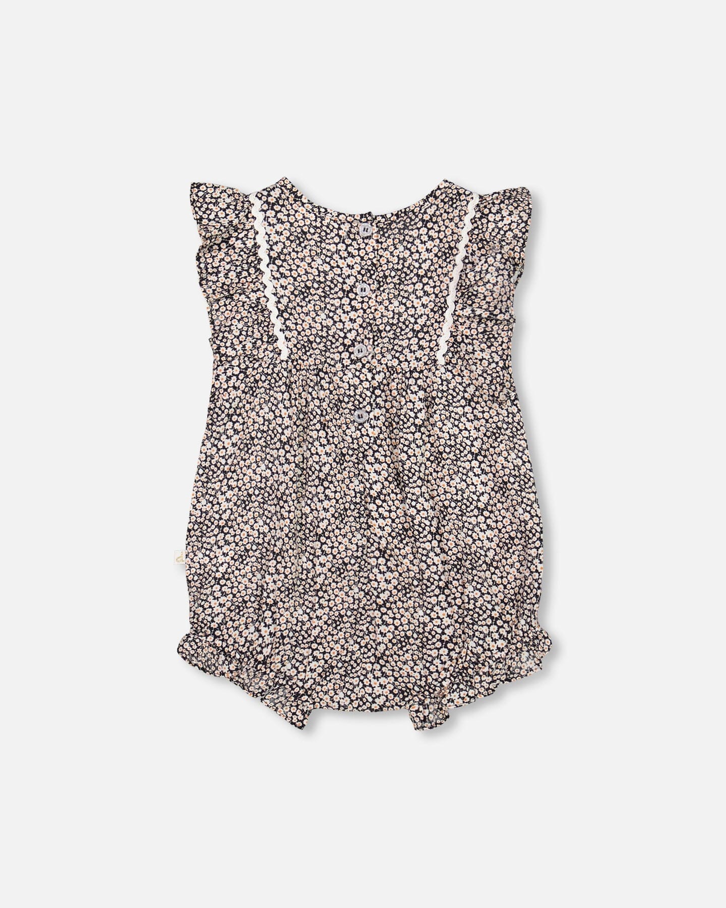 Romper With Printed Small White Flowers