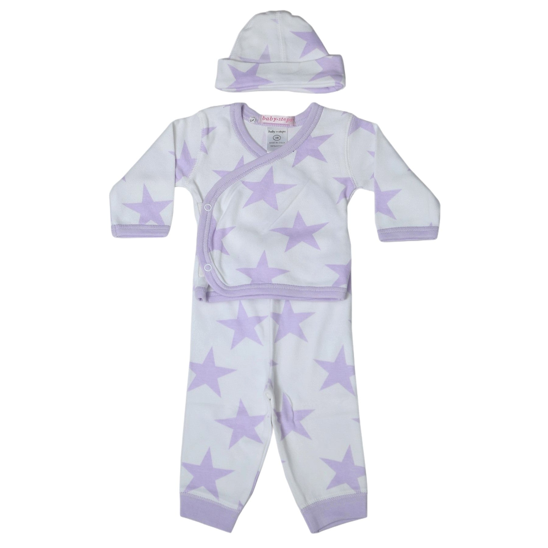 Baby 3 Piece Set - Large Lilac Stars