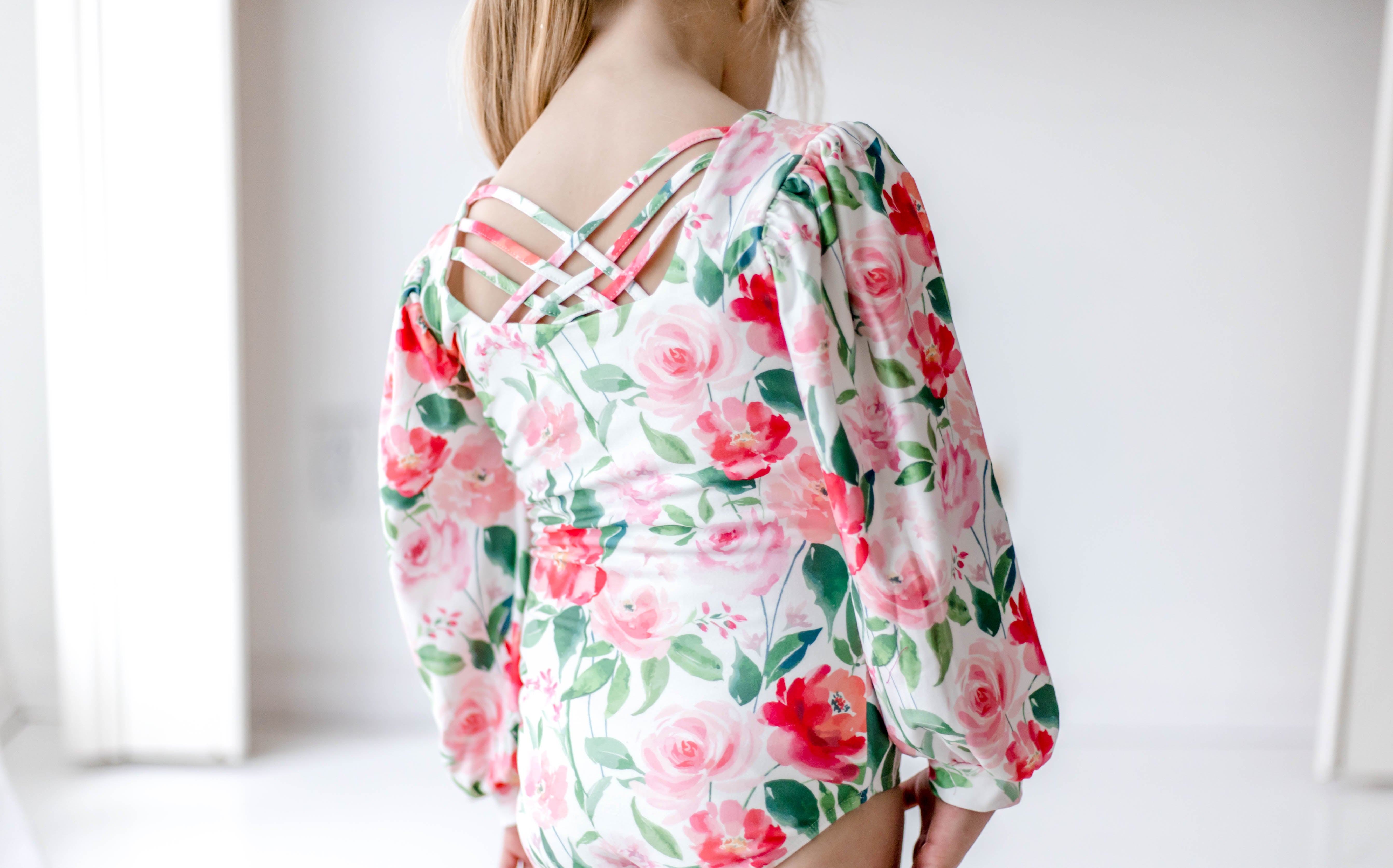 Puff Sleeve Leotard - Spanish Rose