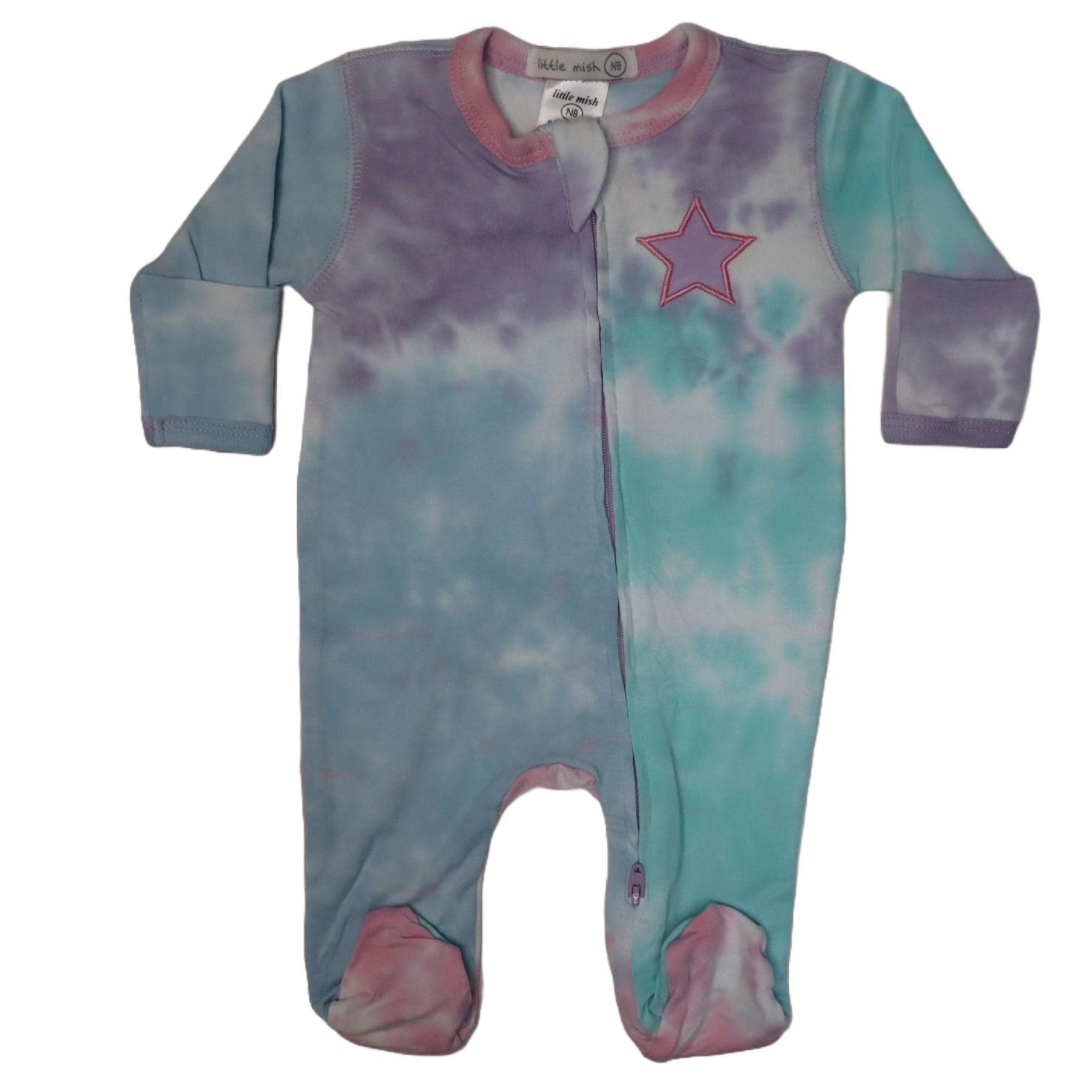 Baby Zipper Footie - Star Tie Dye