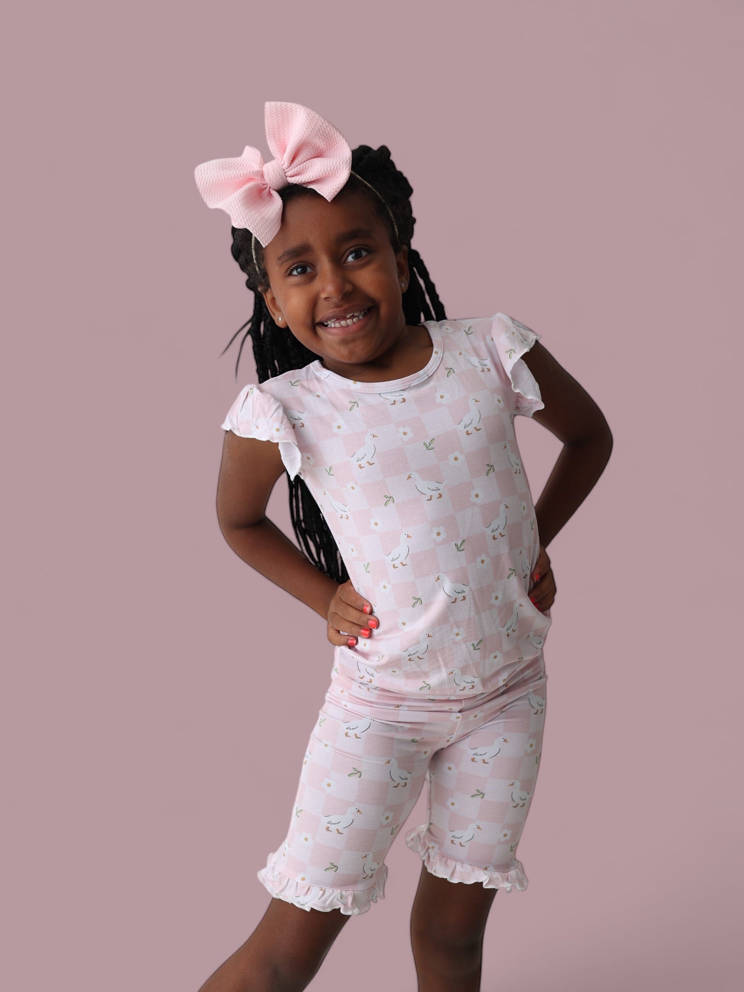 Exclusive Ducks And Daisies Dream Ruffle Short Set