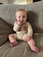 Taupe Retro Checkered Biker Shorts