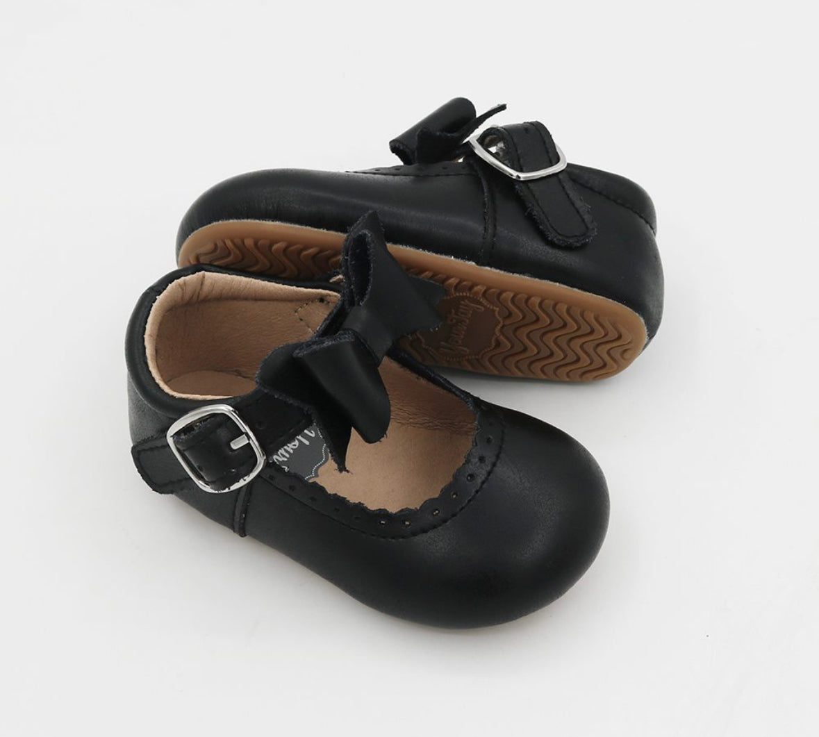 Bow Mary Jane - Black Smooth Leather