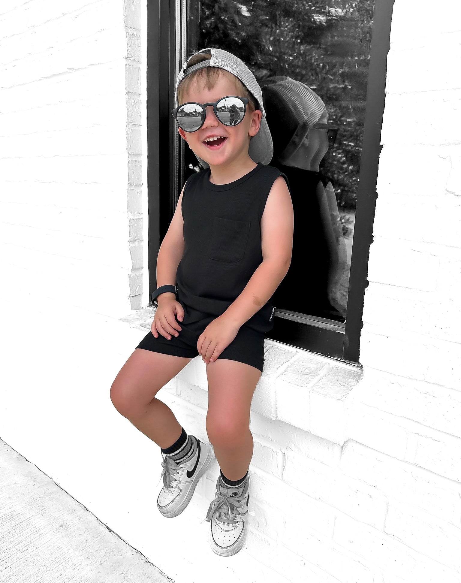 Bamboo Ribbed Biker Shorts - Black