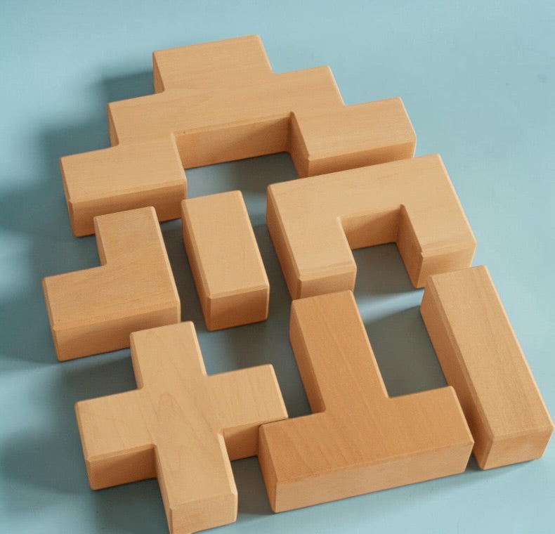 19 Pcs Wooden Stairway Building Blocks Set