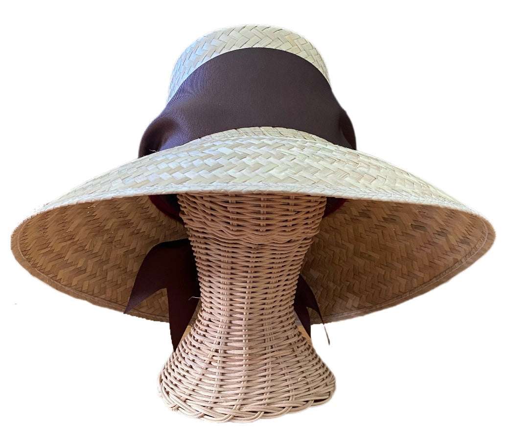 Amaryllis Sun Hat - Brown Wide & Short Grosgrain Ribbon