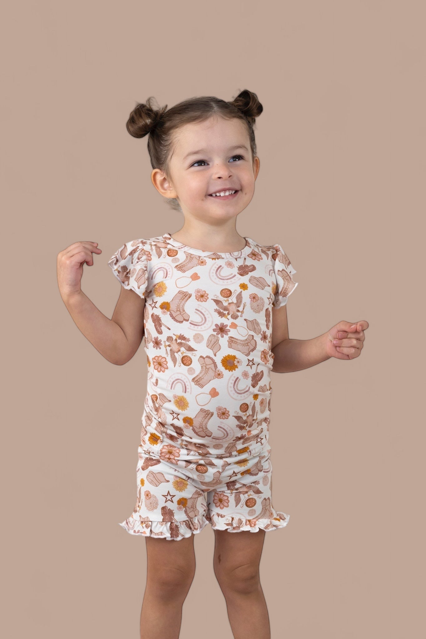 Flowers And Boots Dream Ruffle Short Set