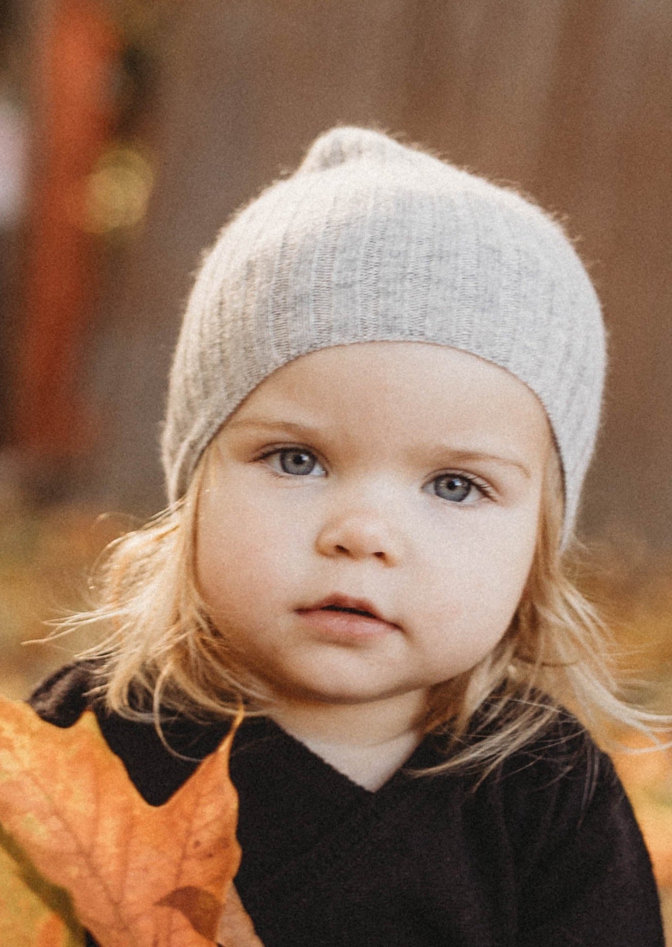 Cashmere Rib Beanie | Grey Merle