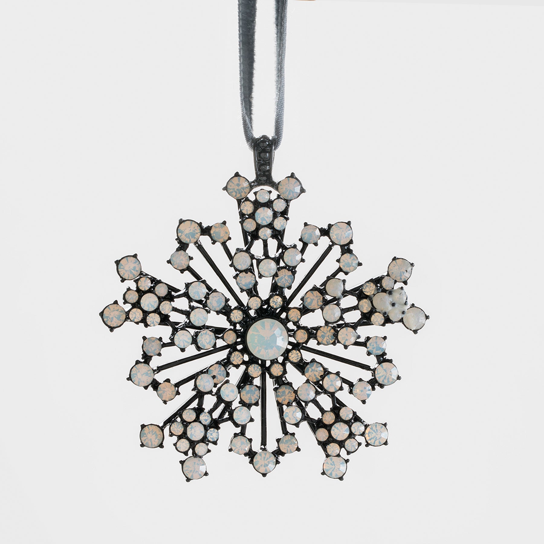 Sparkle Snowflake Ornament, Black With Opal