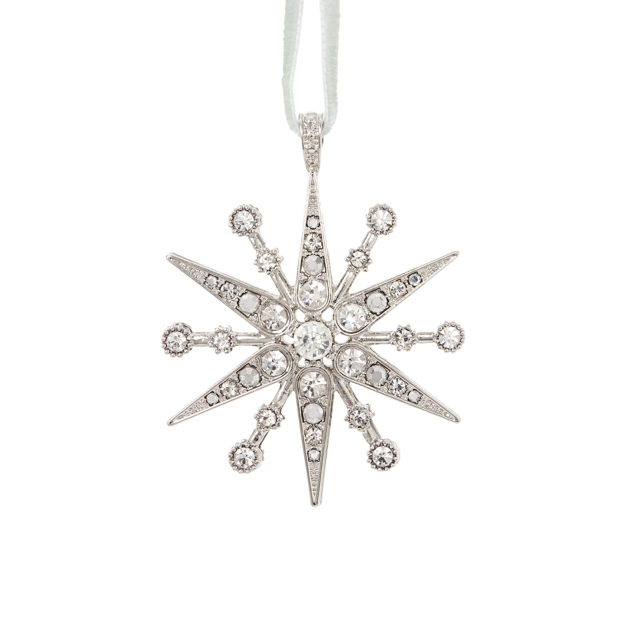 Deco Snowflake Hanging Ornament, Crystal