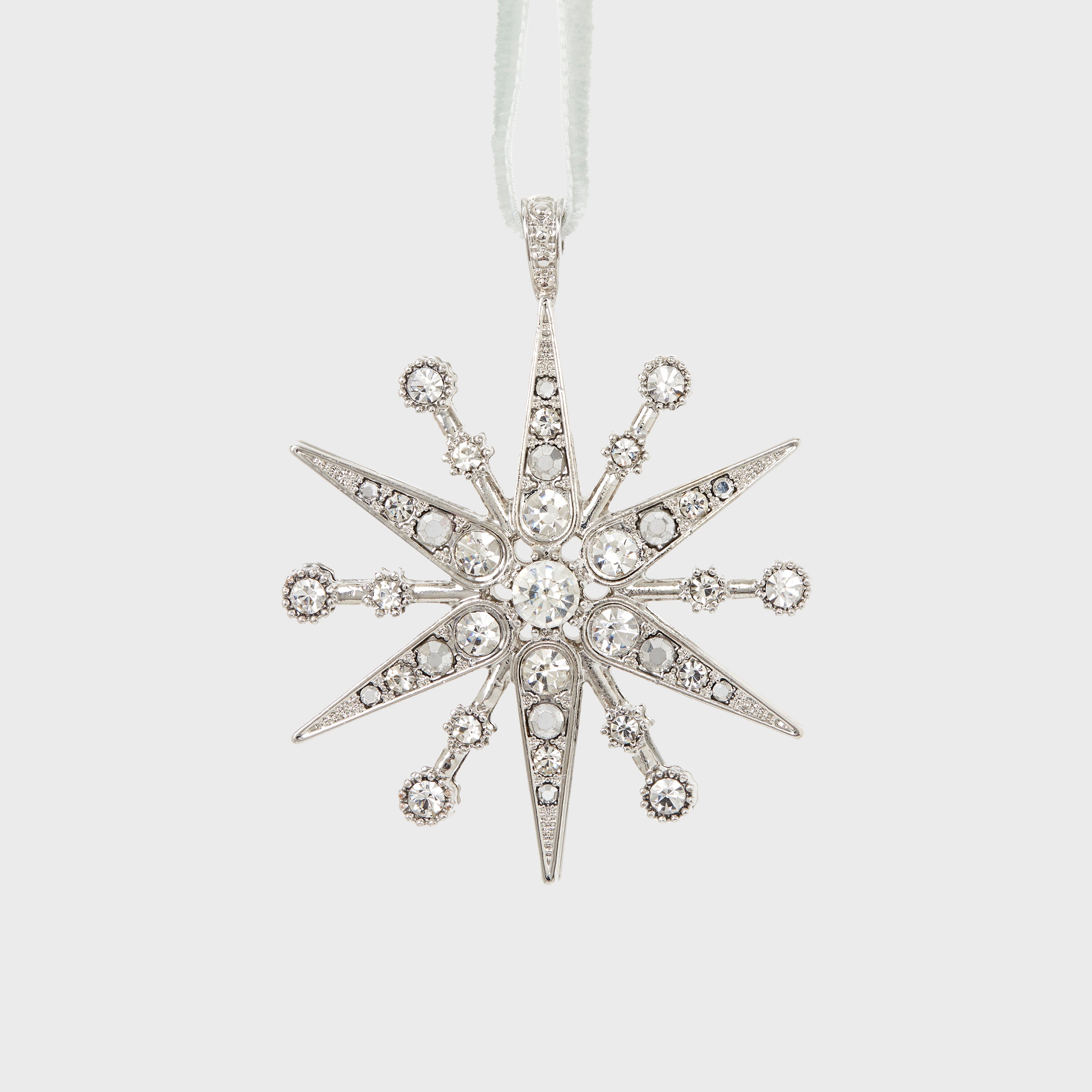 Deco Snowflake Hanging Ornament, Crystal