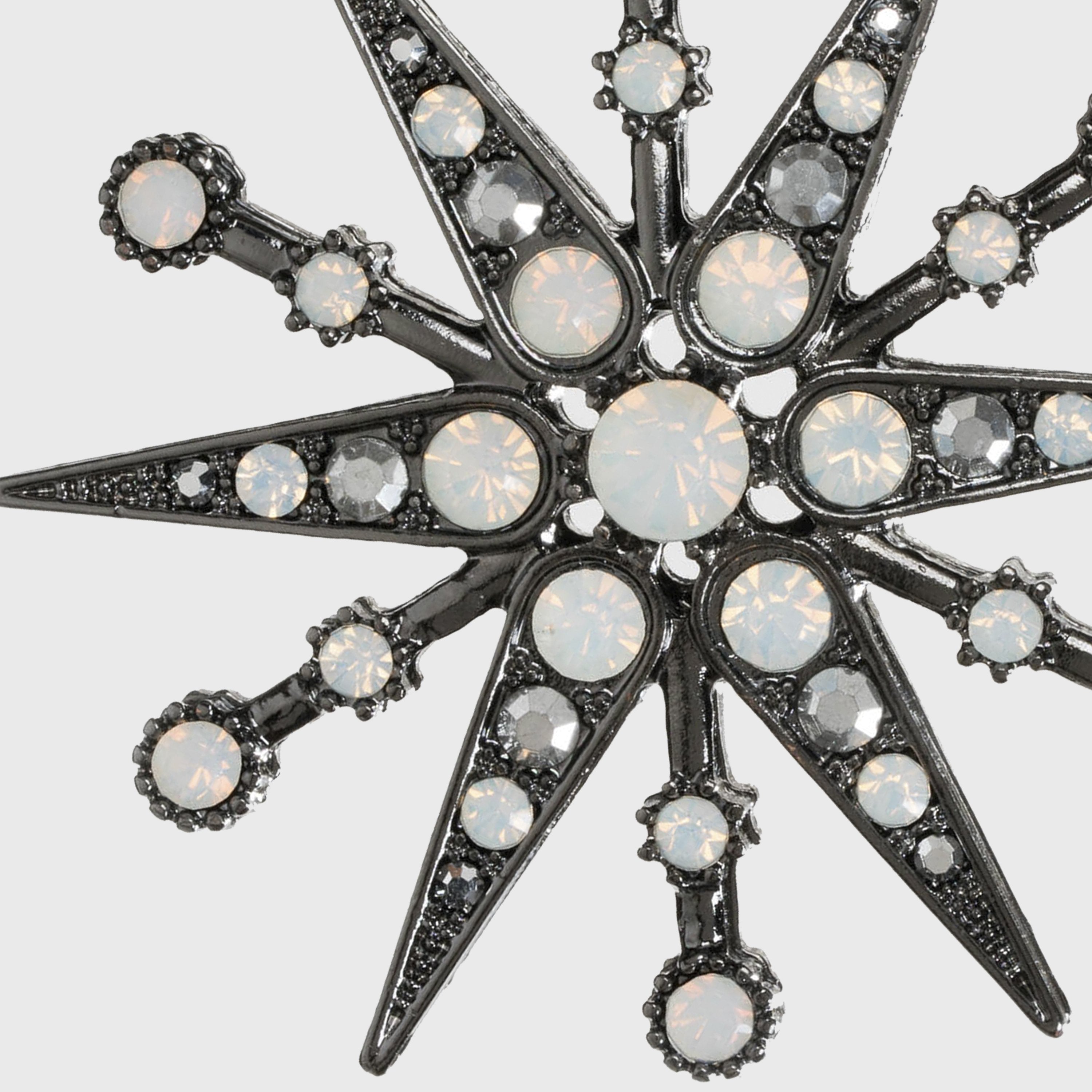 Deco Snowflake Hanging Ornament, Hematite And Opal