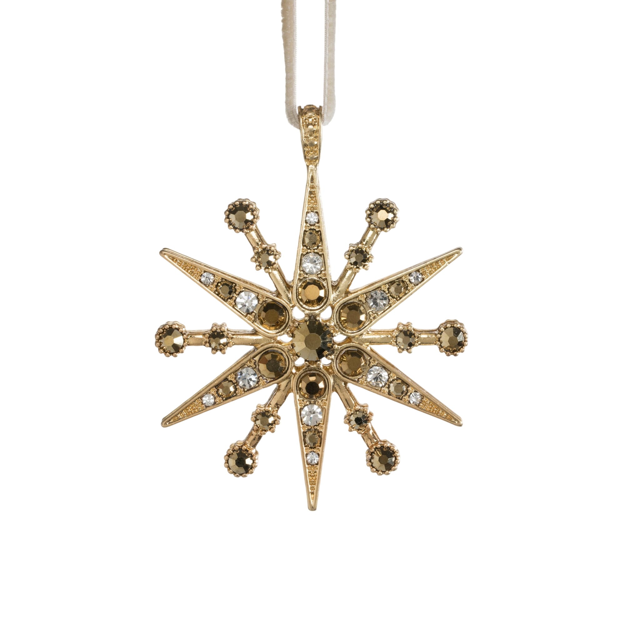 Deco Snowflake Hanging Ornament, Gold