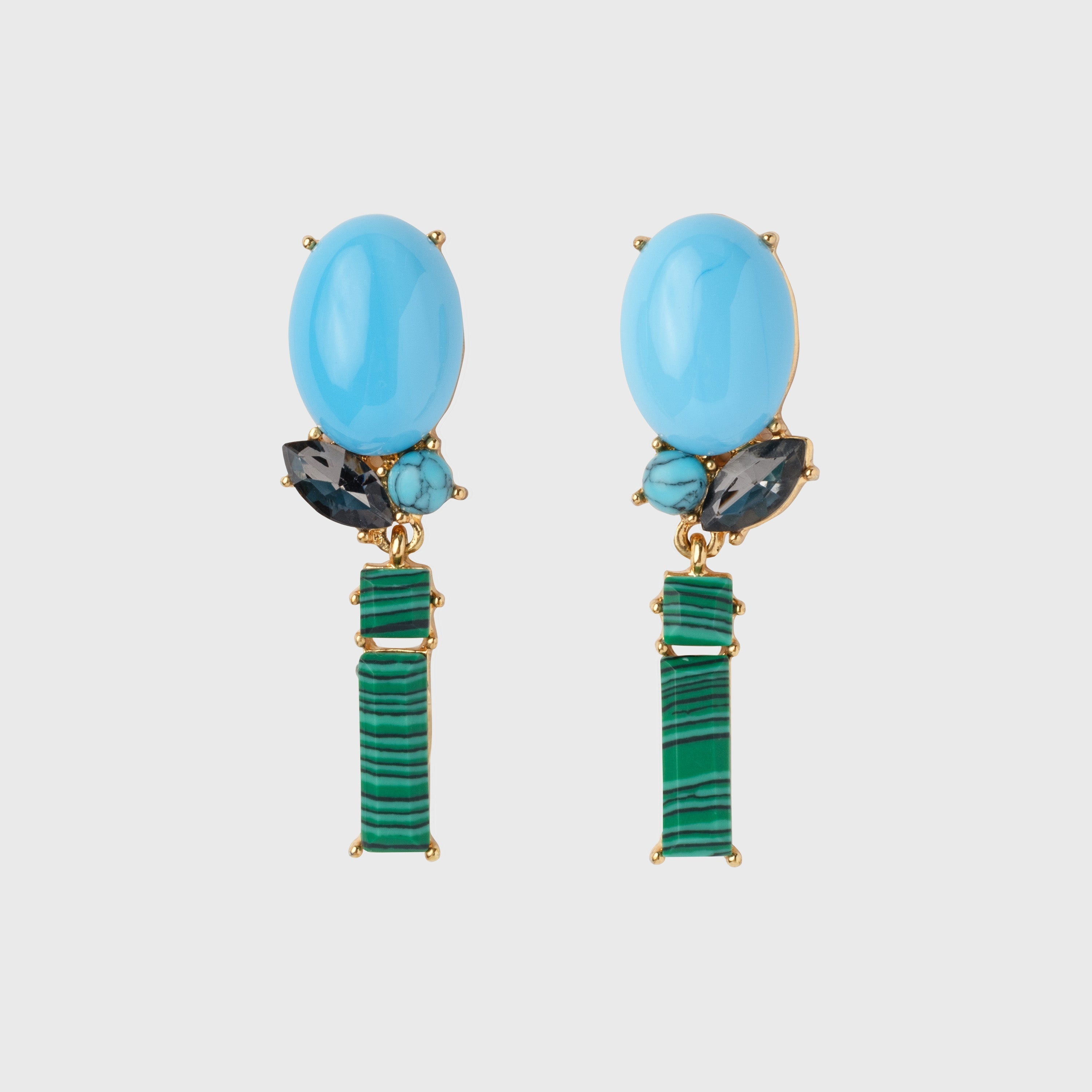 Rosebud Earrings, Turquoise