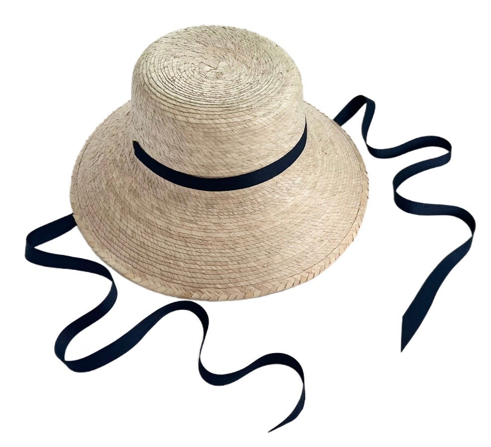 Palmetto Girl’s Hat - Thin & Long Navy Grosgrain