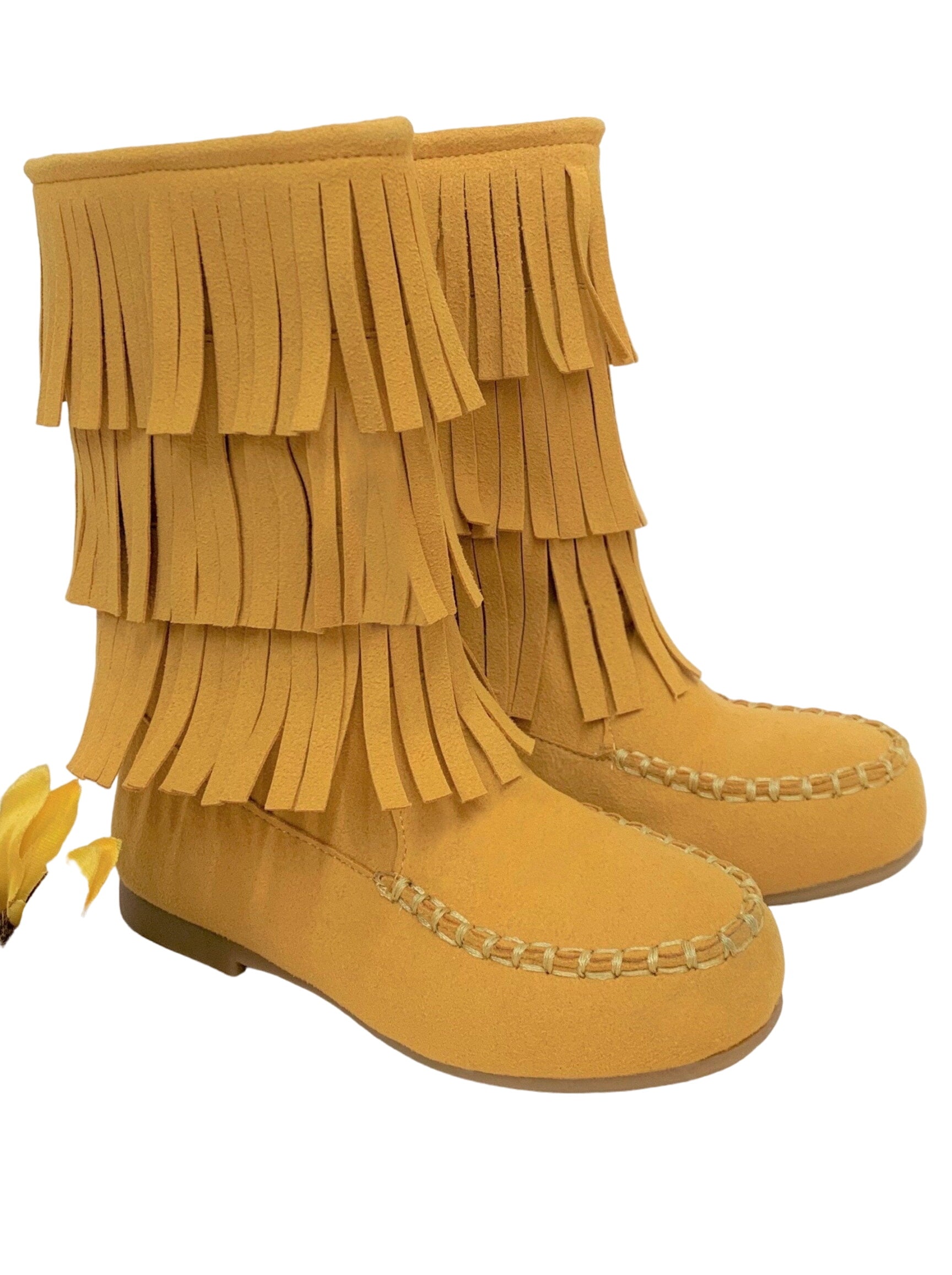 Yellow Fringe Boots By Liv And Mia