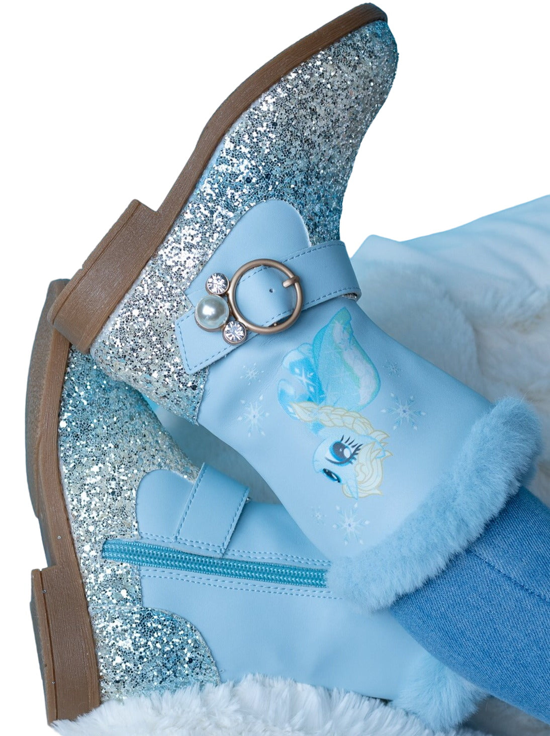 Ombre Unicorn Glitter Boots With Faux Fur Trim By Liv And Mia