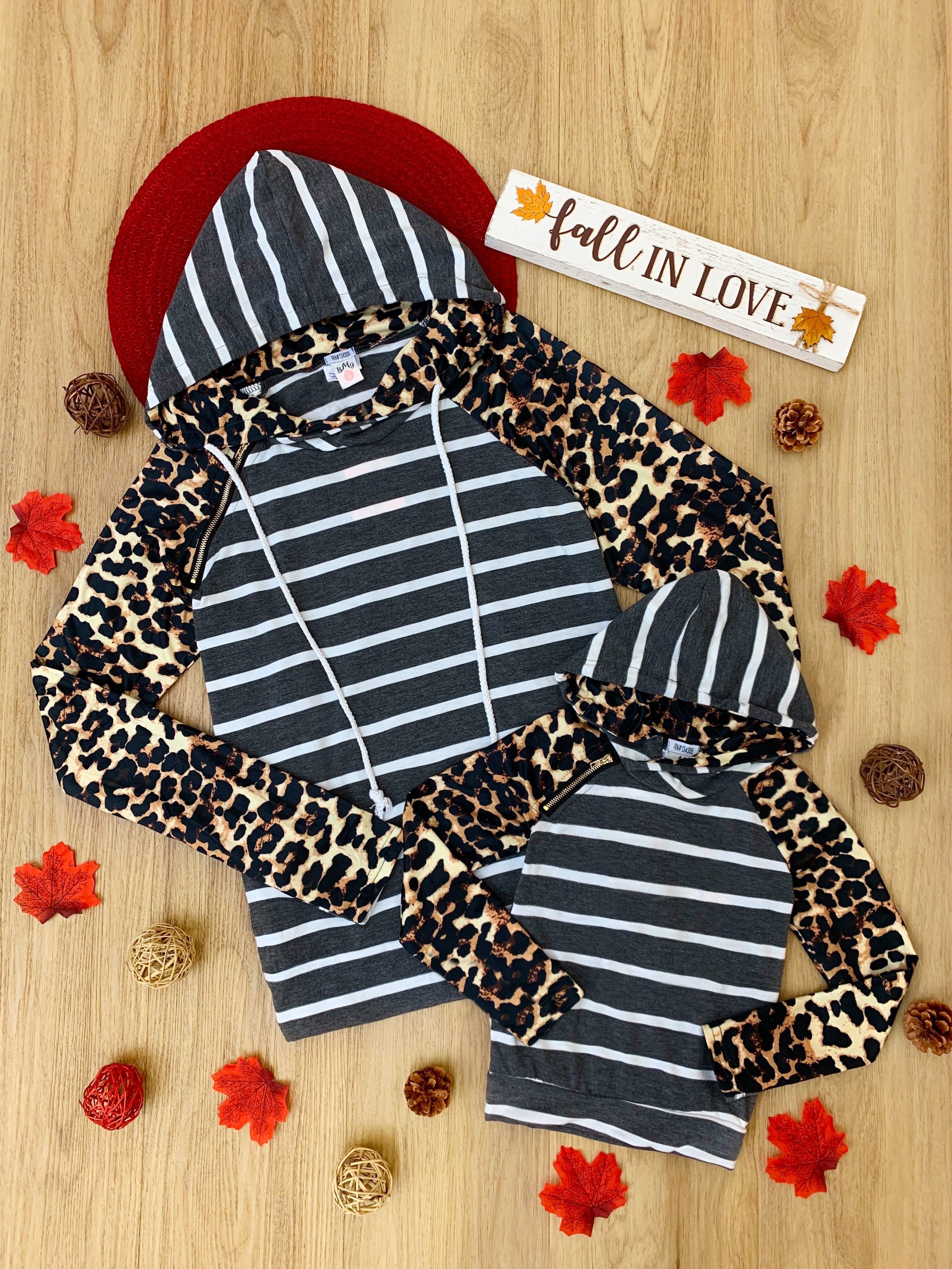 Mommy And Me Leopard Raglan Hoodie