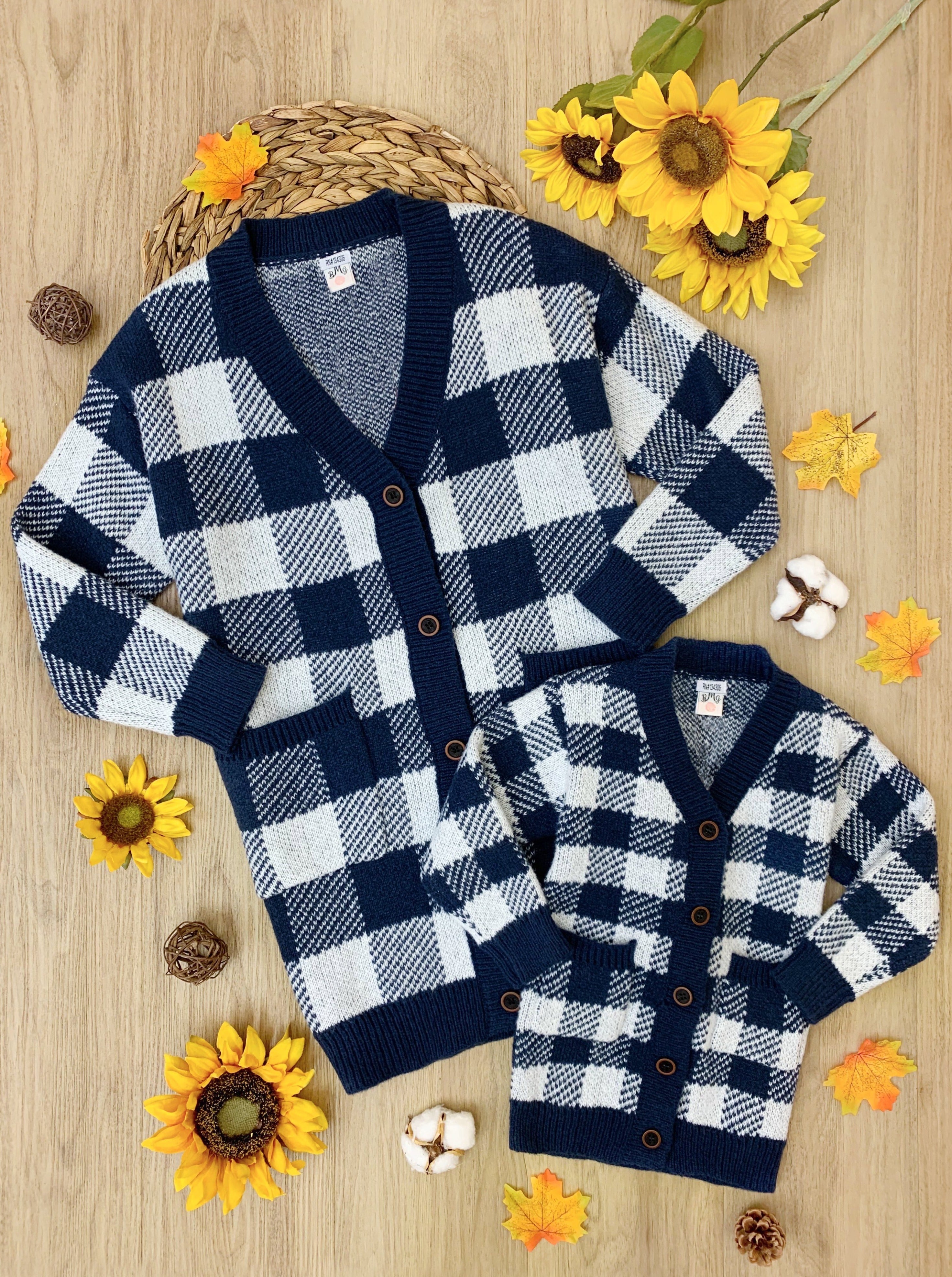 Mommy And Me Falling Leaves Oversized Cardigans