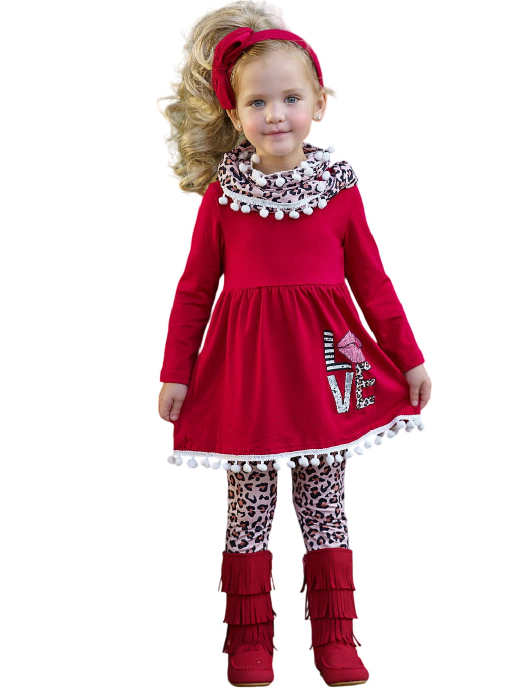 Kissy Face Tunic, Scarf And Legging Set