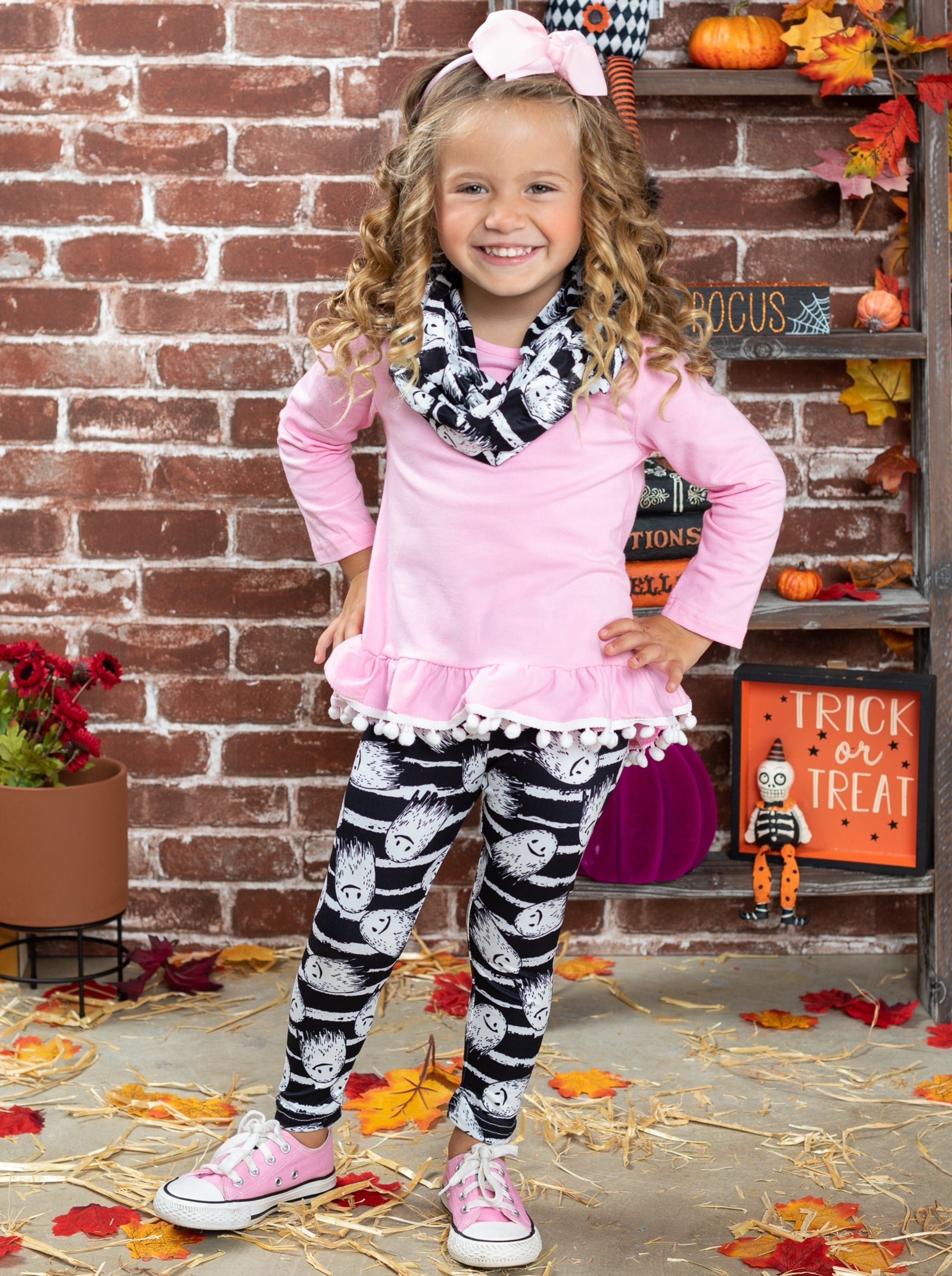 Unspookable Hi-lo Tunic, Leggings And Scarf Set