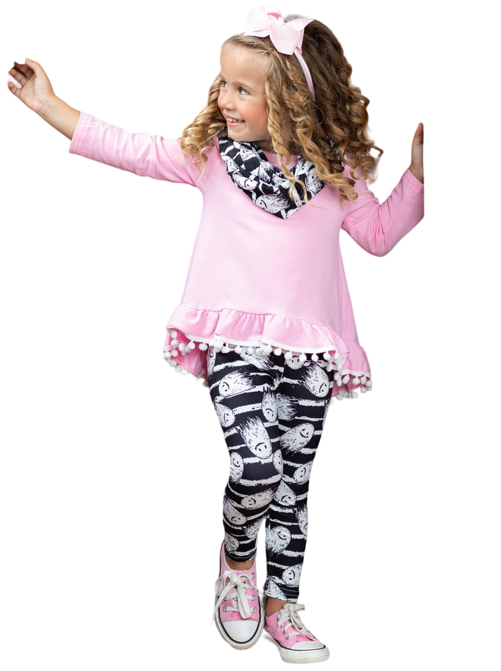 Unspookable Hi-lo Tunic, Leggings And Scarf Set