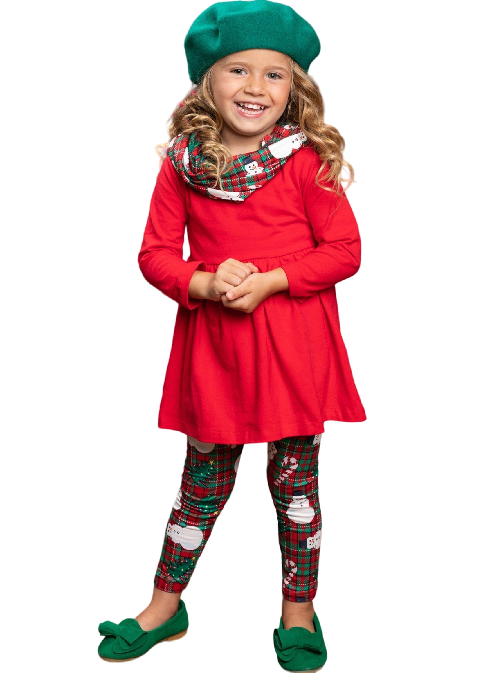 Snowmen And Candy Canes Tunic, Scarf And Legging Set