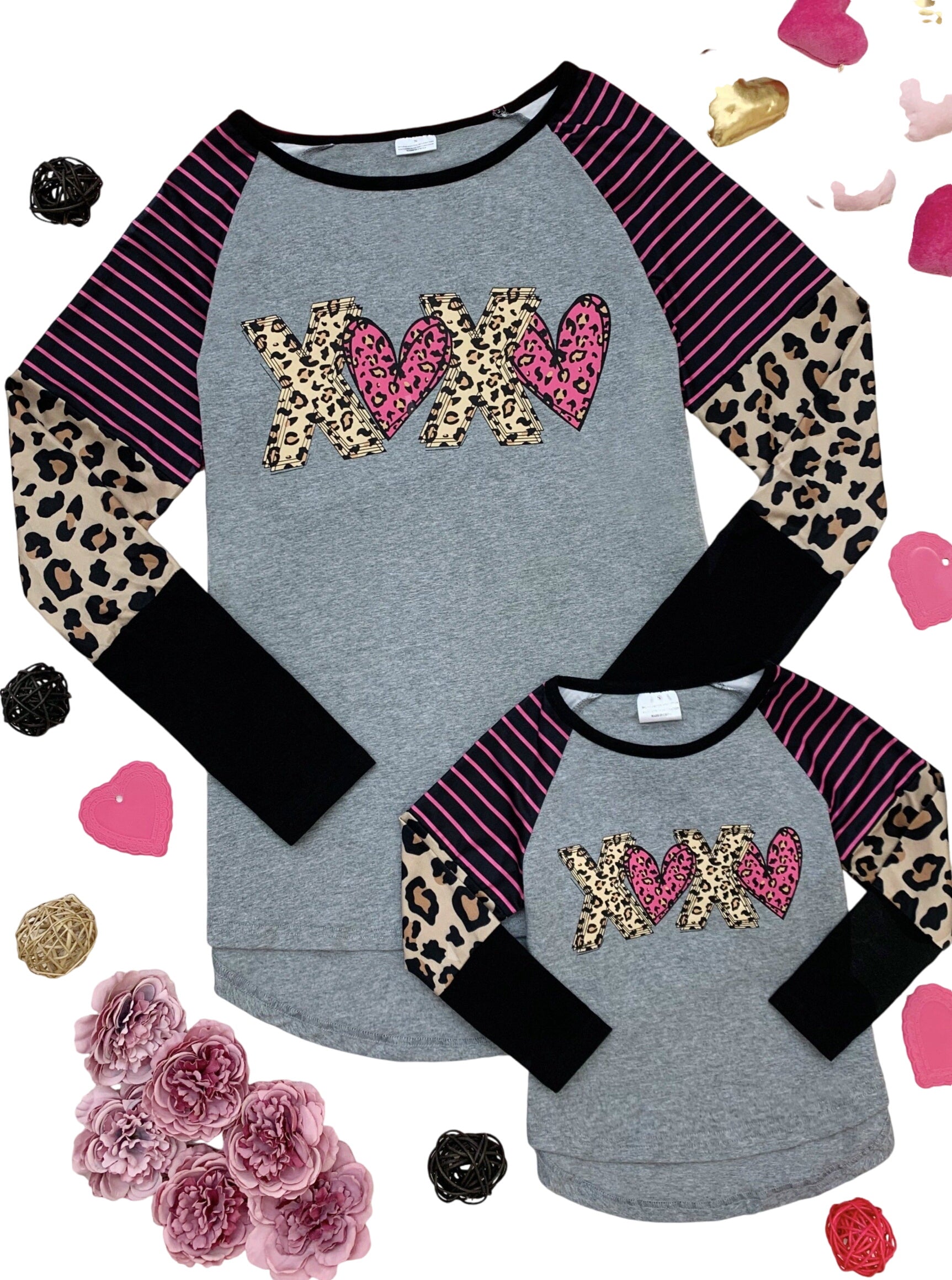 Mommy And Me Leopard X's And O's Colorblock Top