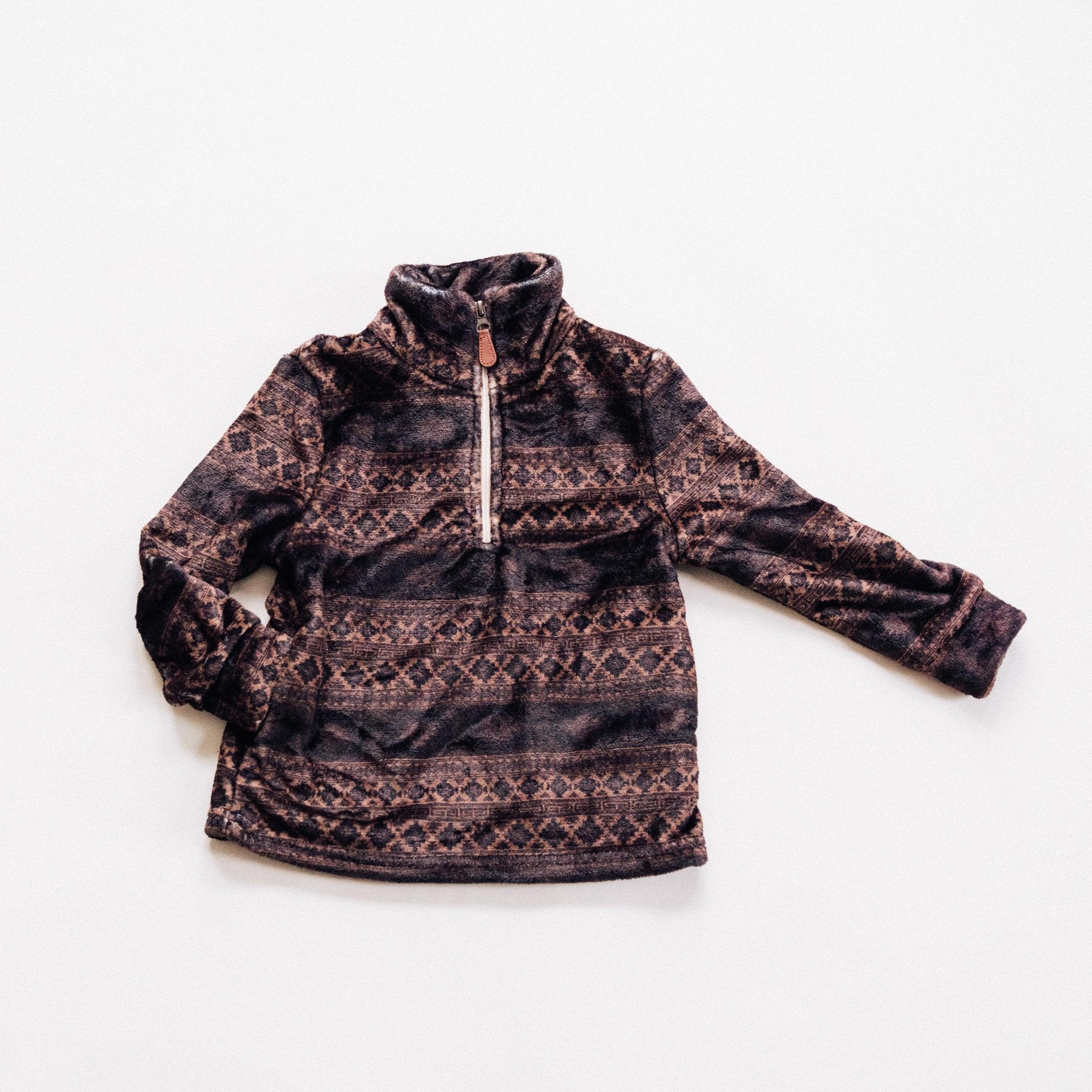 Aztec Printed Sherpa 1/4 Zip Pullover- Child