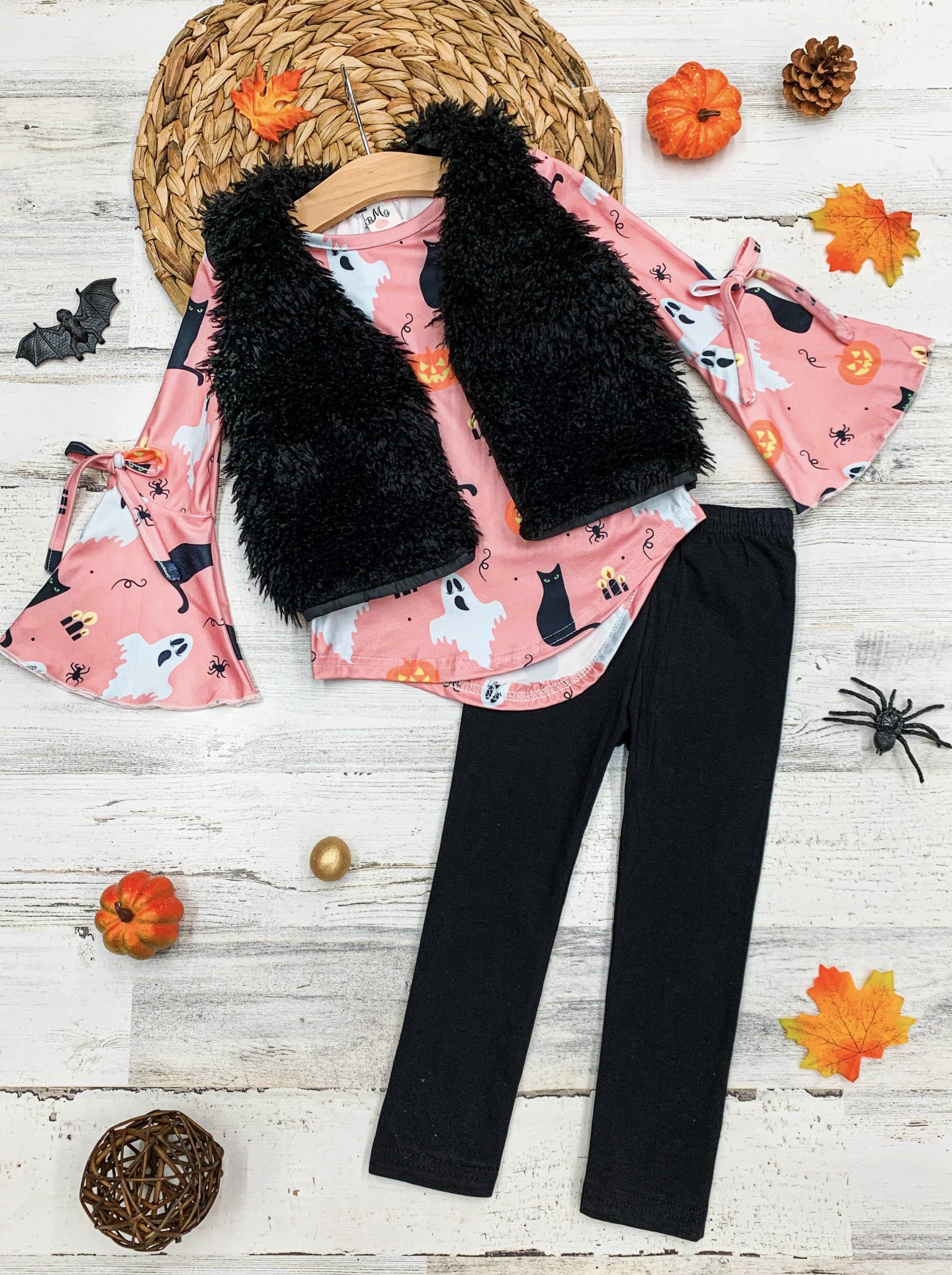 Unboolieveable Tunic, Faux Fur Vest And Legging Set